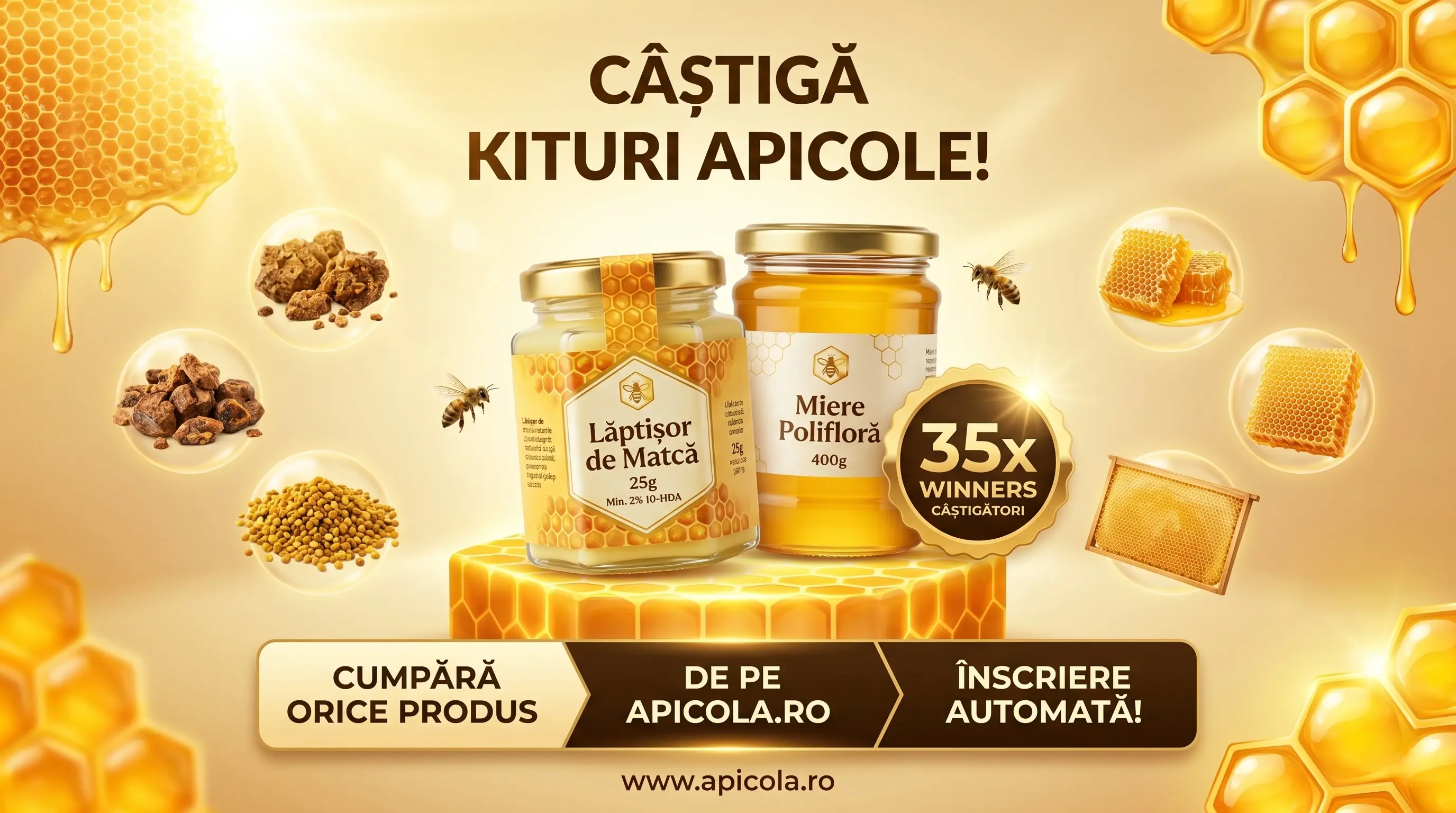 Concurs Apicola.ro: Câștigă Lăptișor de Matcă + Miere (până pe 20 Mai) - Concursier