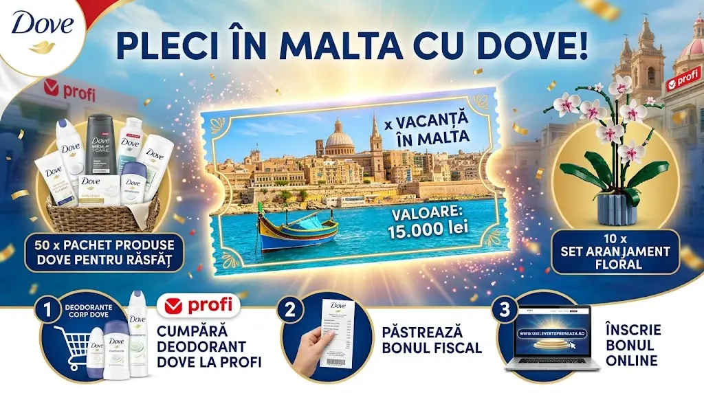 Concurs Concurs Dove la Profi: Câștigă Vacanță în Malta! (până pe 20 Iul) - câștigă Vacanță...