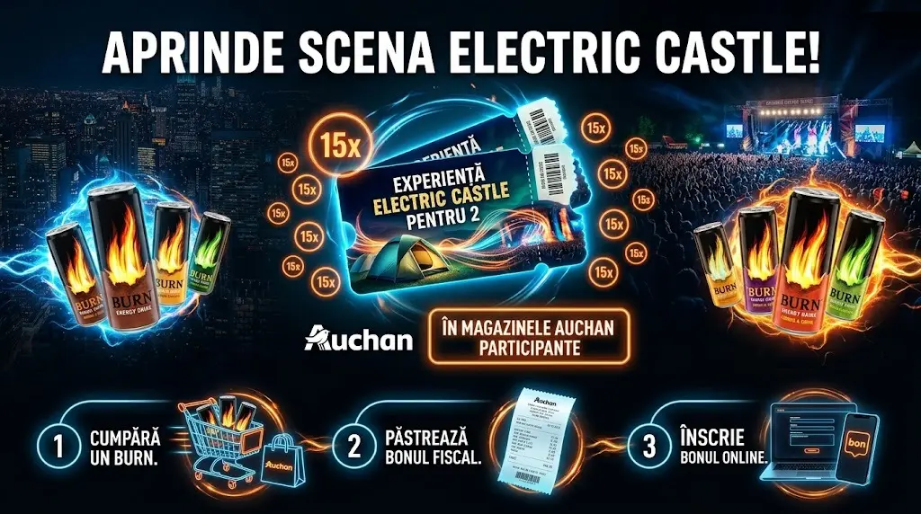 Concurs Burn Auchan: Cumpără și Câștigă Electric Castle (până pe 16 Iun) - Concursier