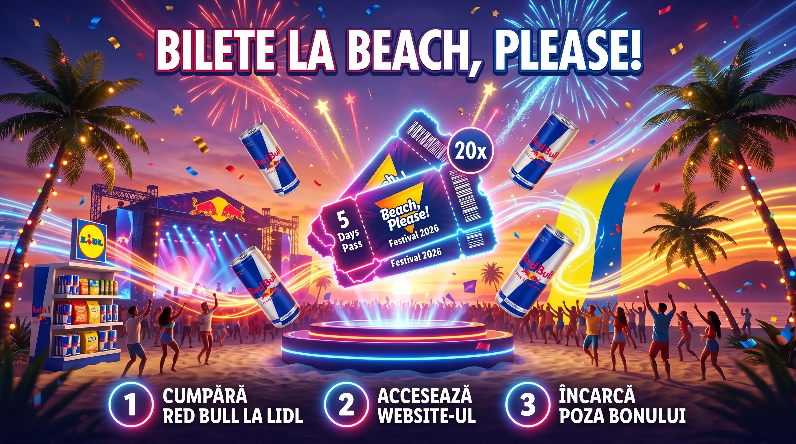Concurs Red Bull Lidl: Câștigă 20 Bilete Beach, Please! (până pe 7 Iun) - Concursier
