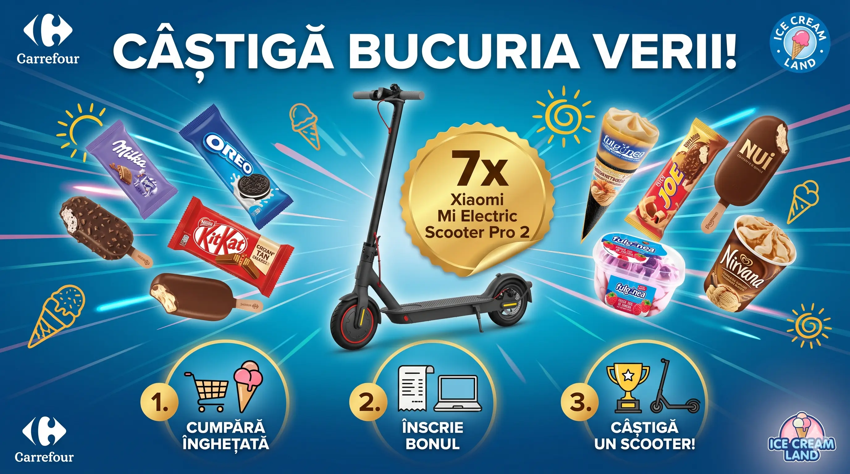 Concurs Concurs Froneri Carrefour: Câștigă Trotinetă Xiaomi (până pe 12 Iul) - câștigă...