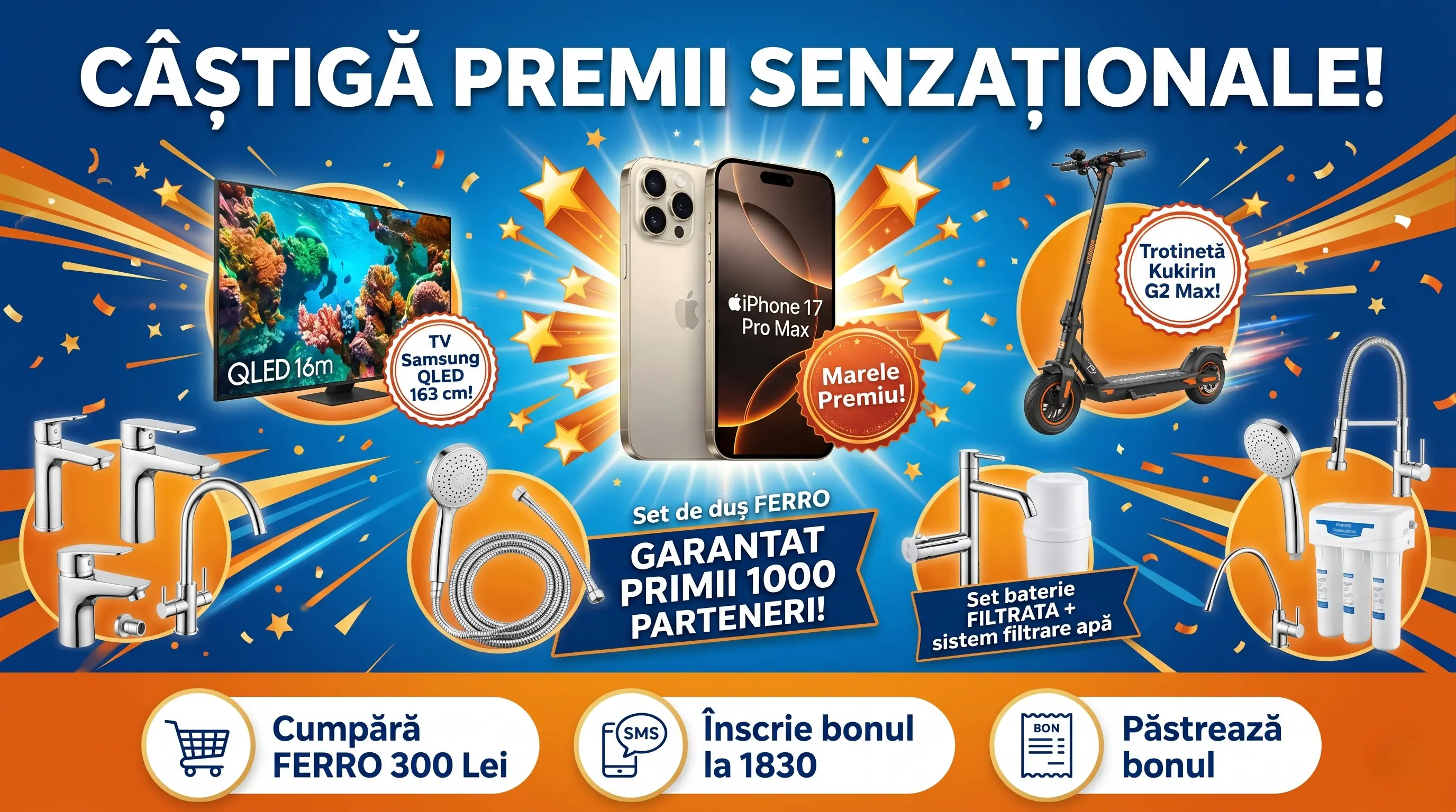 Concurs FERRO: Cumpără de 300 lei și Câștigă iPhone 17 Pro Max (până pe 30 Iun) - Concursier