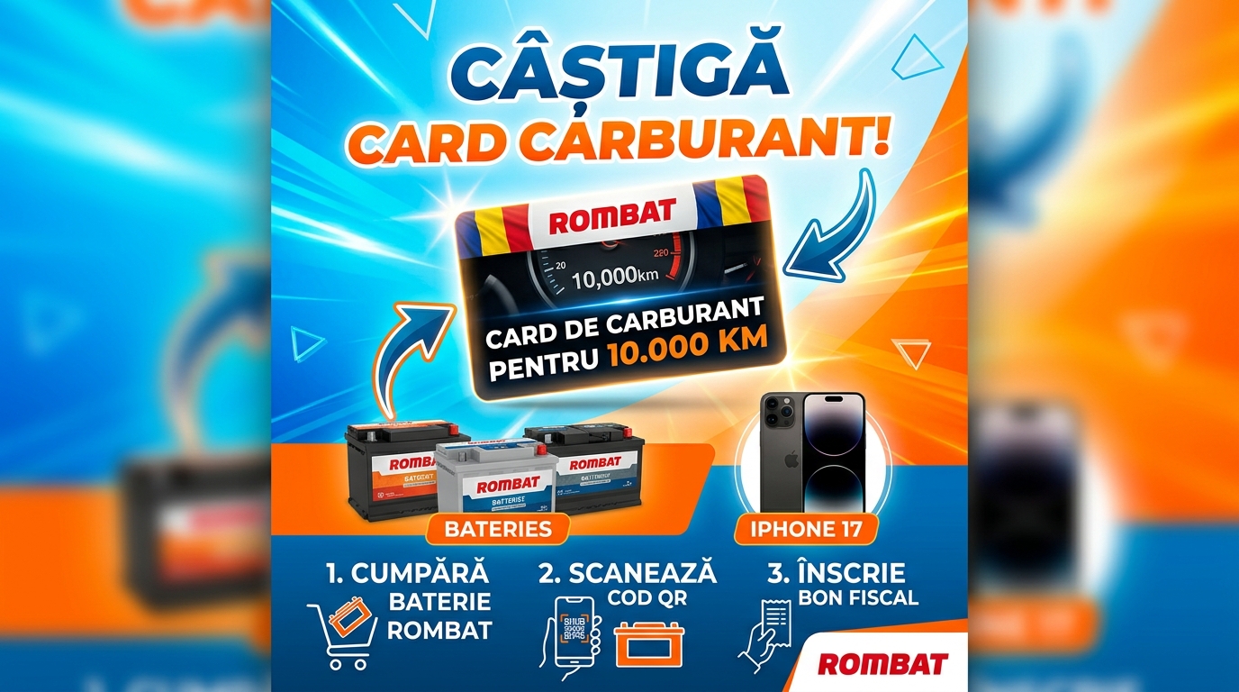 Concurs ROMBAT: Câștigă Card Carburant 10.000km sau iPhone 17 (până pe 15 Iul) - Concursier