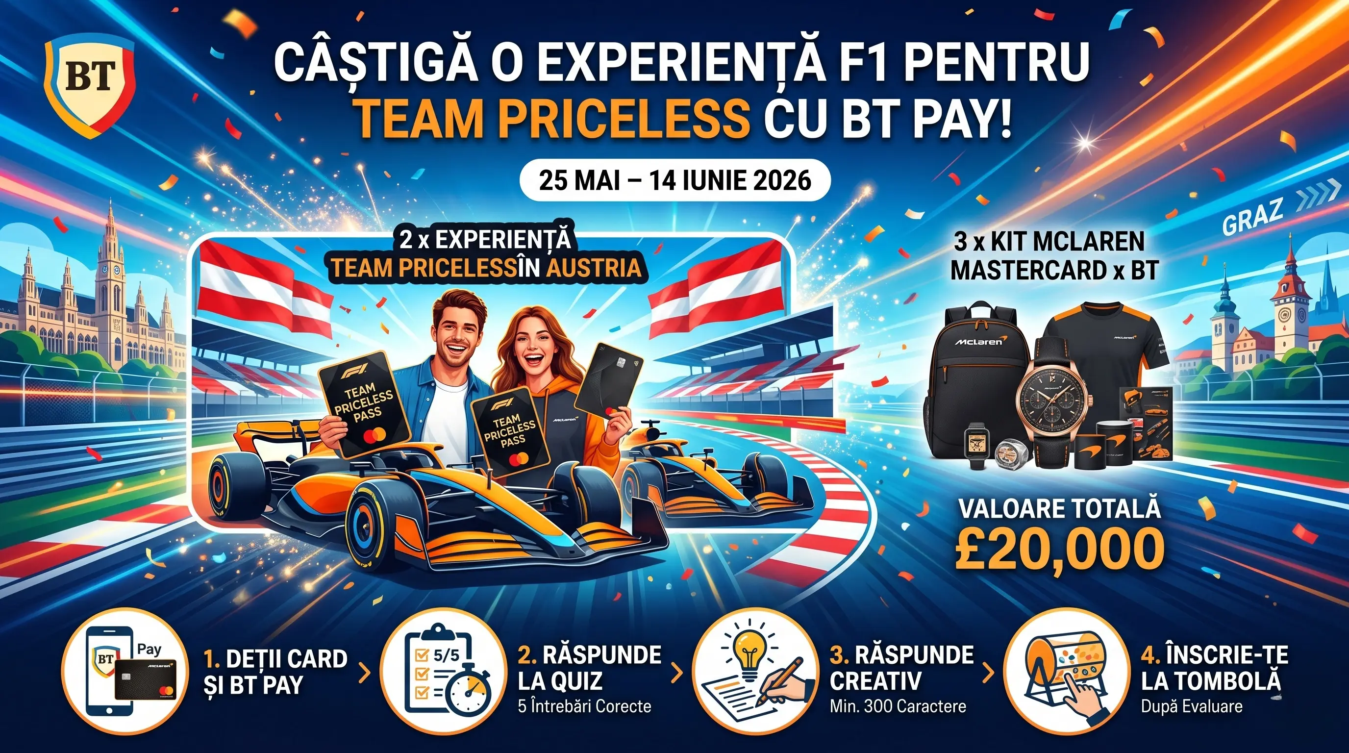 Concurs BT: Câștigă Experiență F1 McLaren în Austria (până pe 14 Iun) - Concursier