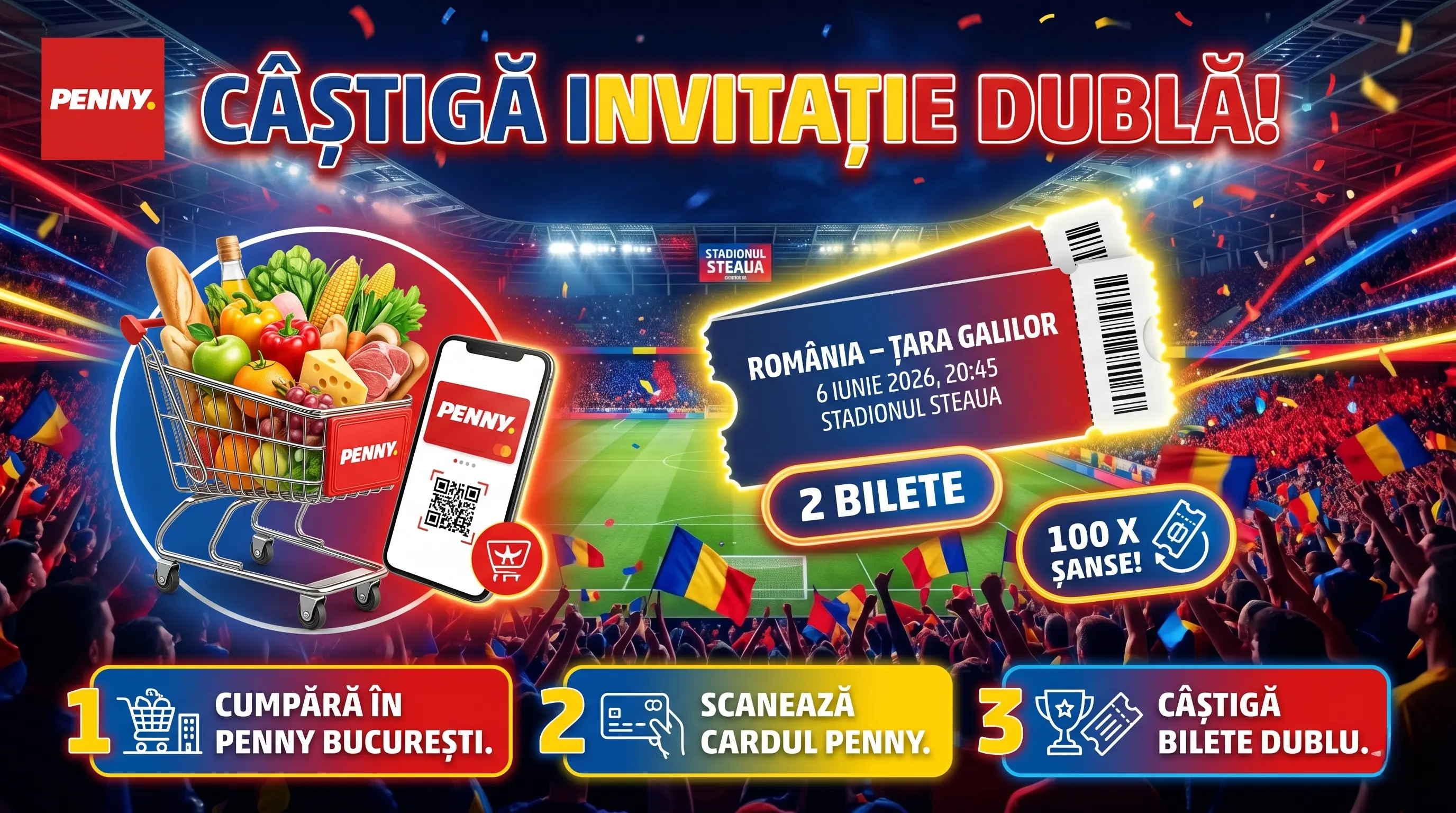 Concurs Concurs Penny București: Câștigă Invitații Meci România (până pe 31 Mai) - câștigă...