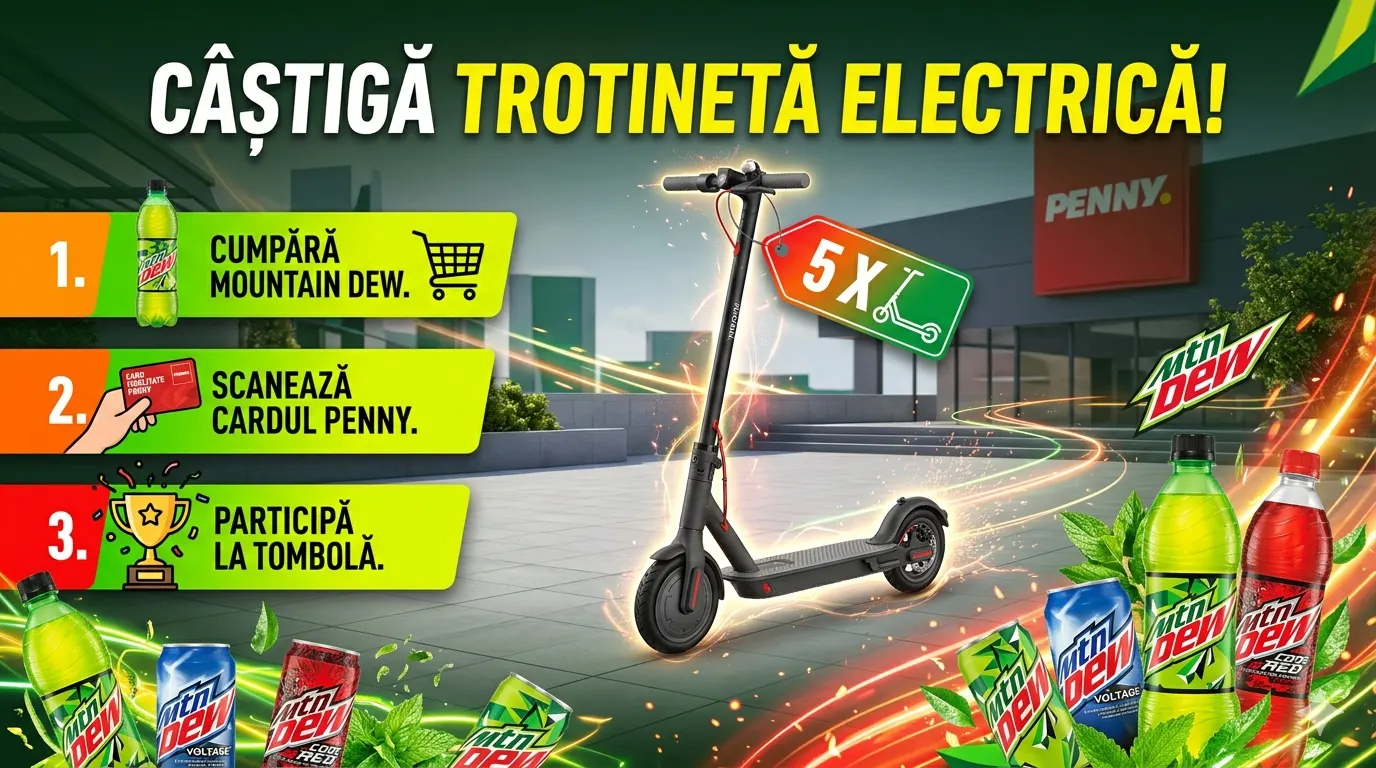 Concurs Mountain Dew la Penny: Scanează cardul și câștigă Trotinetă (până pe 23 Iun) -...
