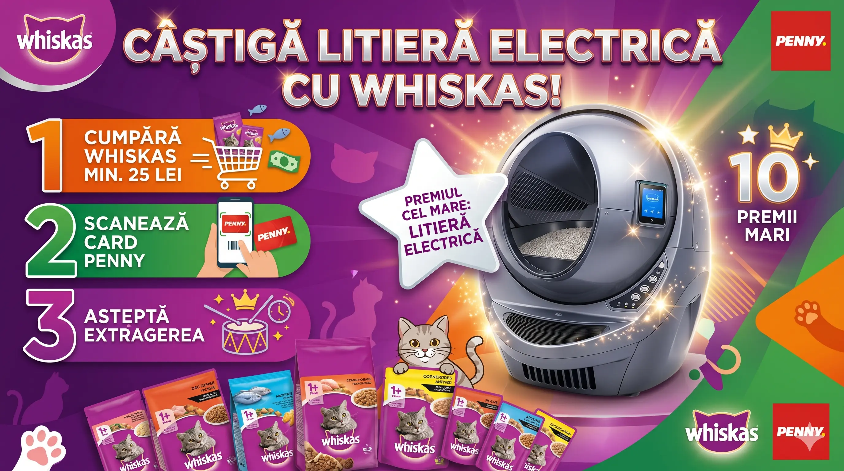 Concurs Concurs Whiskas la Penny: Scanează și Câștigă Litieră Electrică (până pe 23 Iun) -...