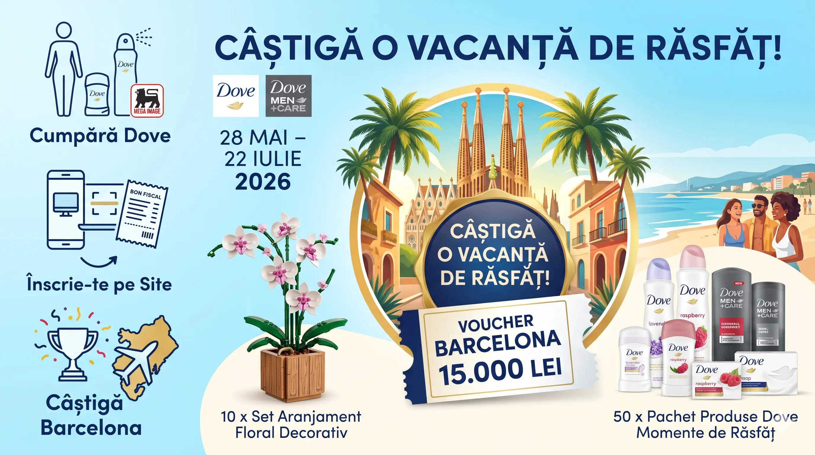 Concurs Dove Mega Image: Câștigă Vacanță Barcelona! (până pe 22 Iul) - Concursier