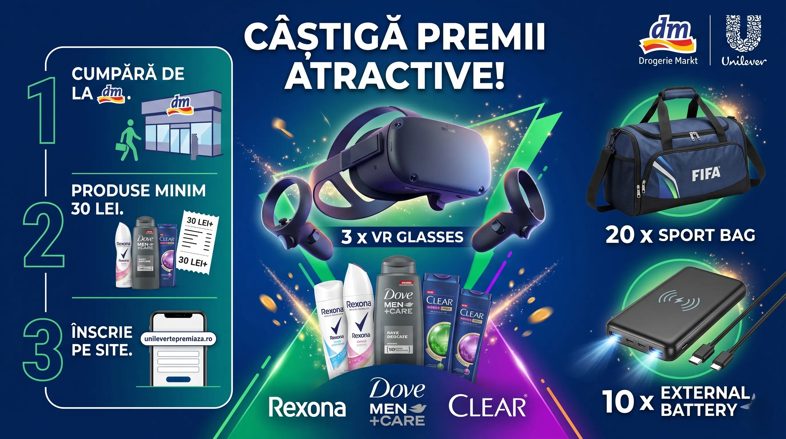 Concurs Concurs Rexona la dm: Cumpără de 30 lei și Câștigă Ochelari VR (până pe 28 Iun) -...