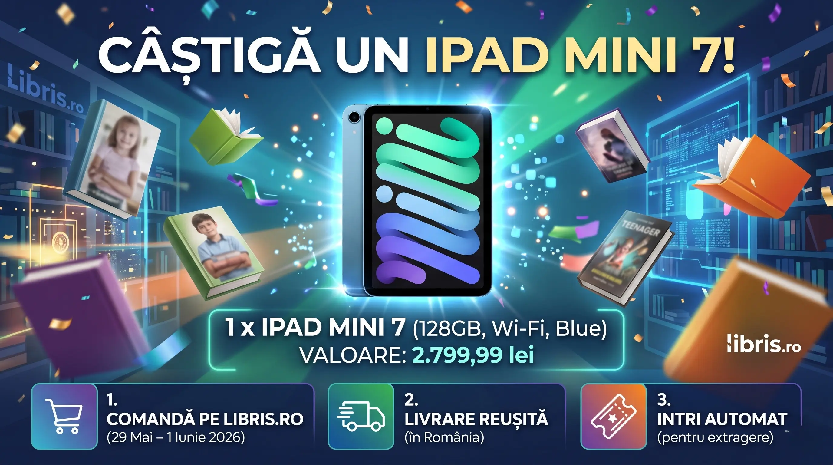 Concurs Libris: Cumpără cărți și câștigă un iPad mini 7 (până pe 1 Iun) - Concursier