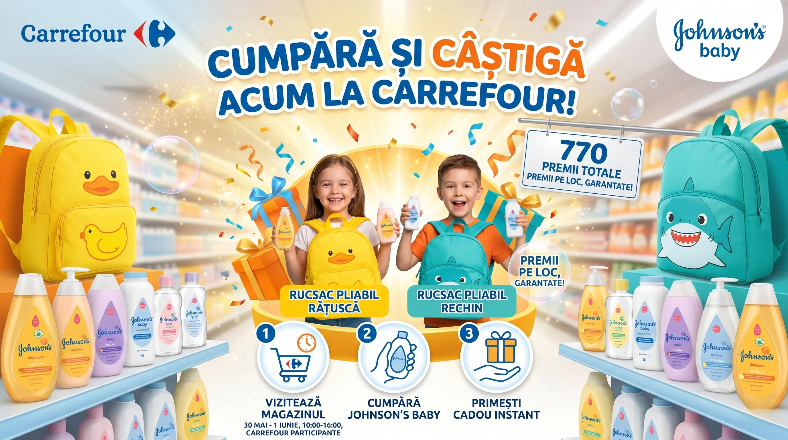 Concurs Johnson’s Baby Carrefour: Câștigă Rucsac (până pe 1 Iun) - Concursier