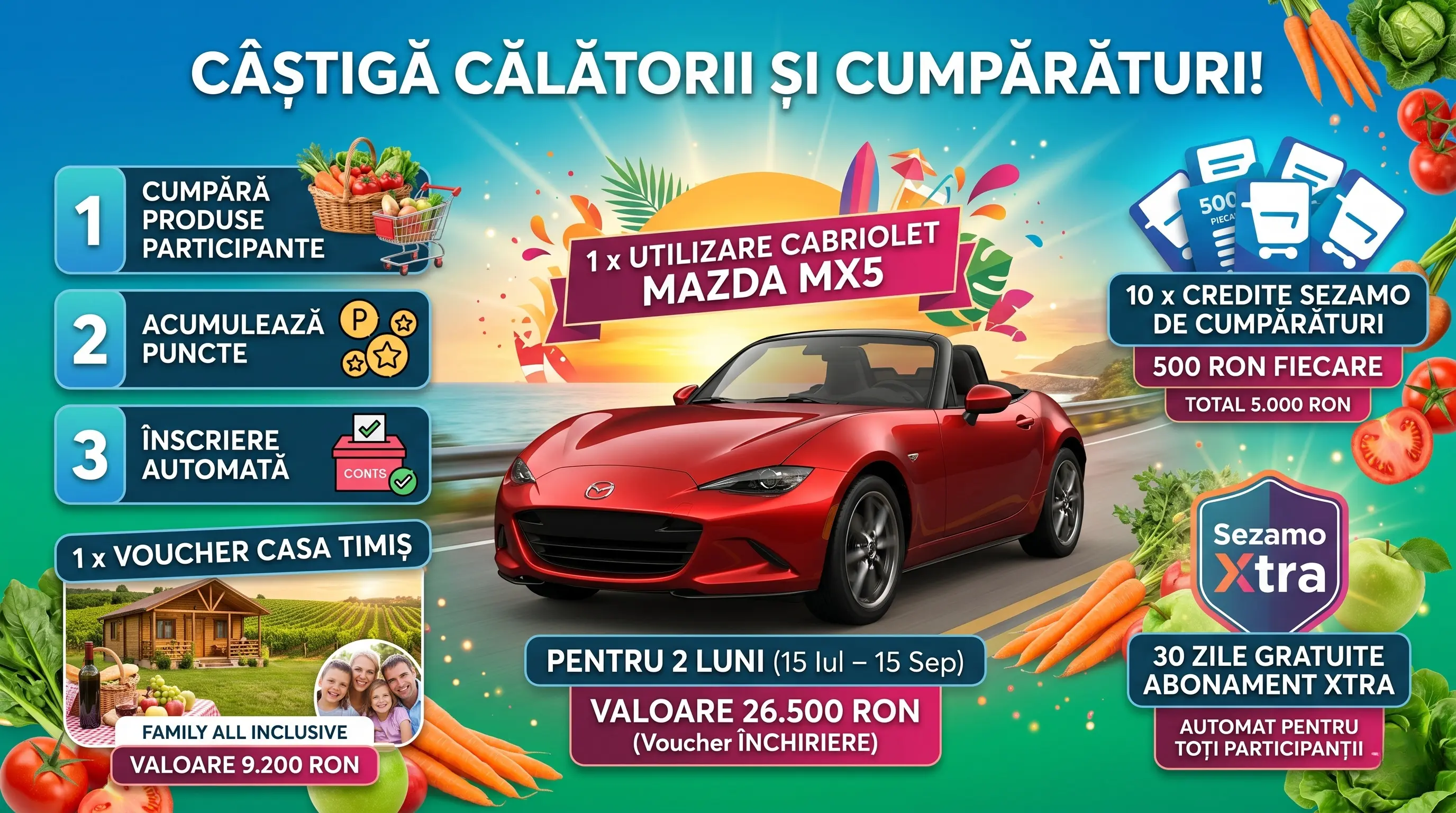 Concurs Concurs Sezamo: Câștigă o experiență Cabriolet! Cumpără "Proaspăt recoltate" (până...