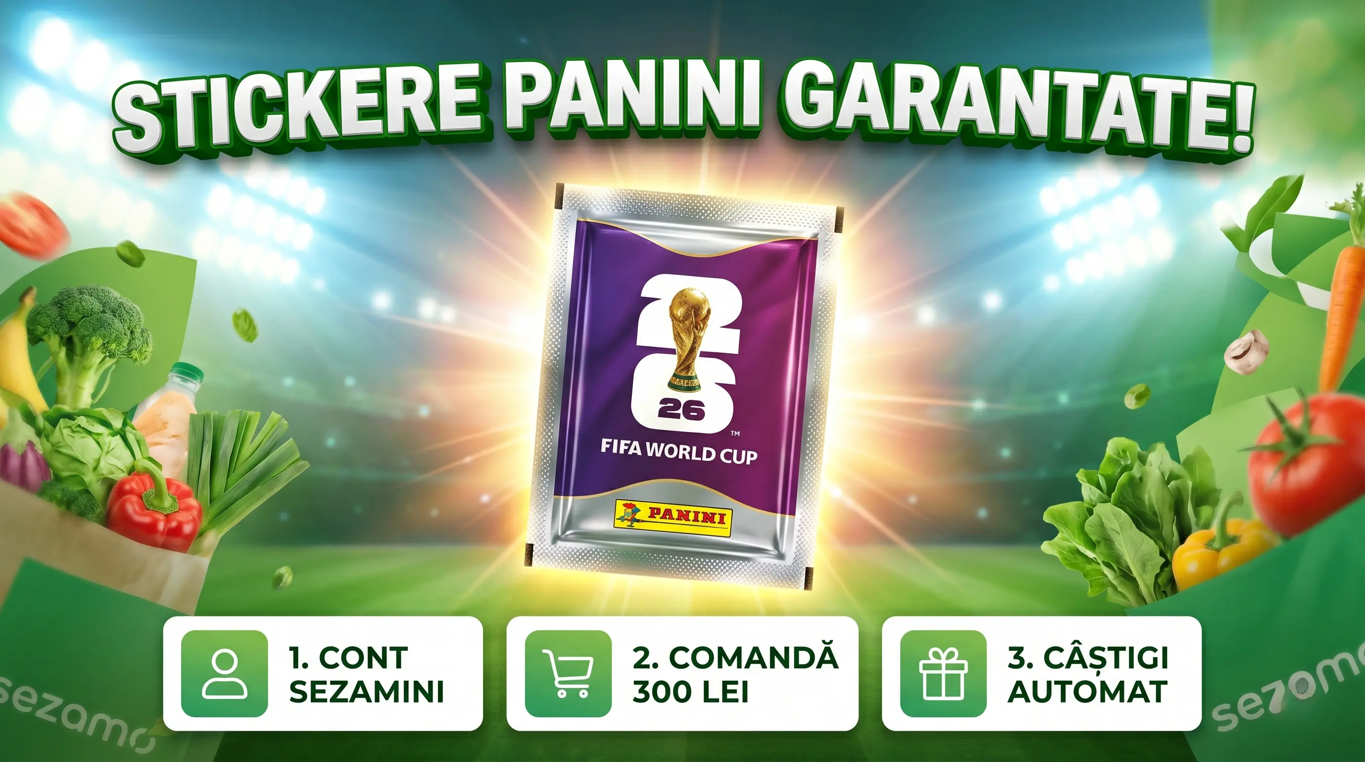 Ofertă Sezamo: Cumpără de 300 lei și primești stickere Panini FIFA (până la epuizarea...