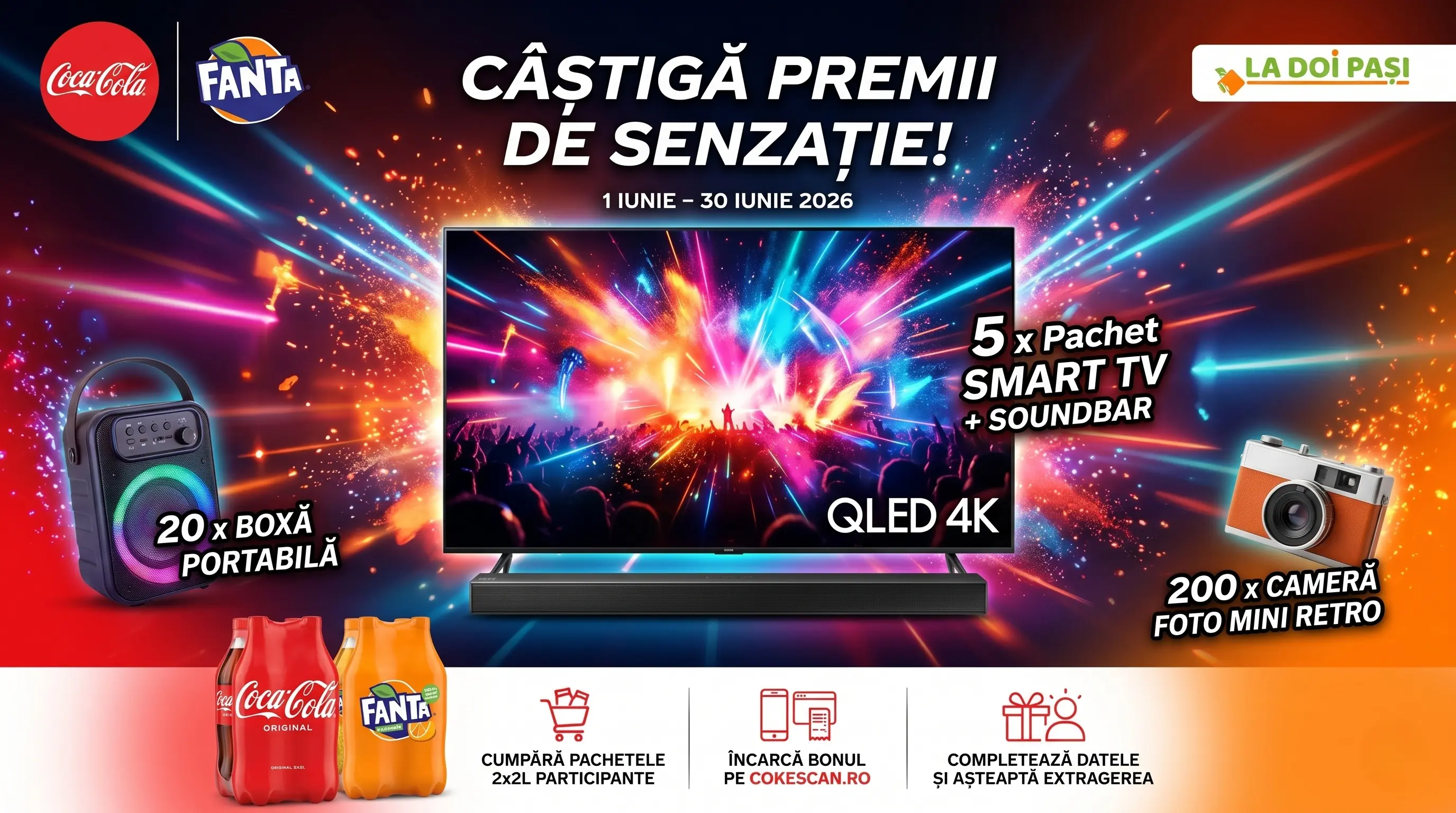 Concurs Concurs Coca-Cola La Doi Pasi: Câștigă Smart TV QLED (până pe 30 Iun) - câștigă...