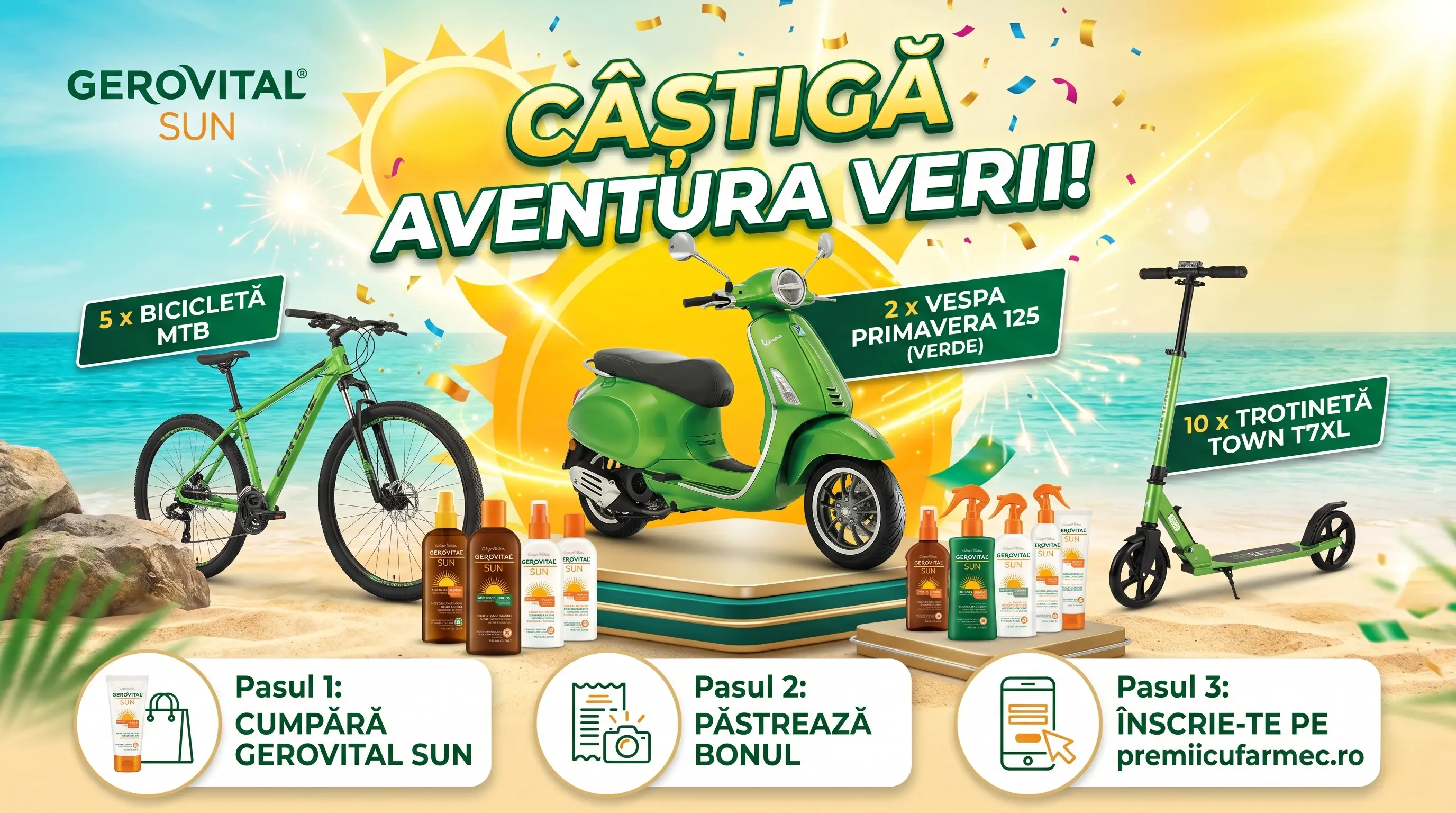 Concurs Gerovital Sun: Câștigă o Vespa! Cumpără produse (până pe 31 Iul) - Concursier