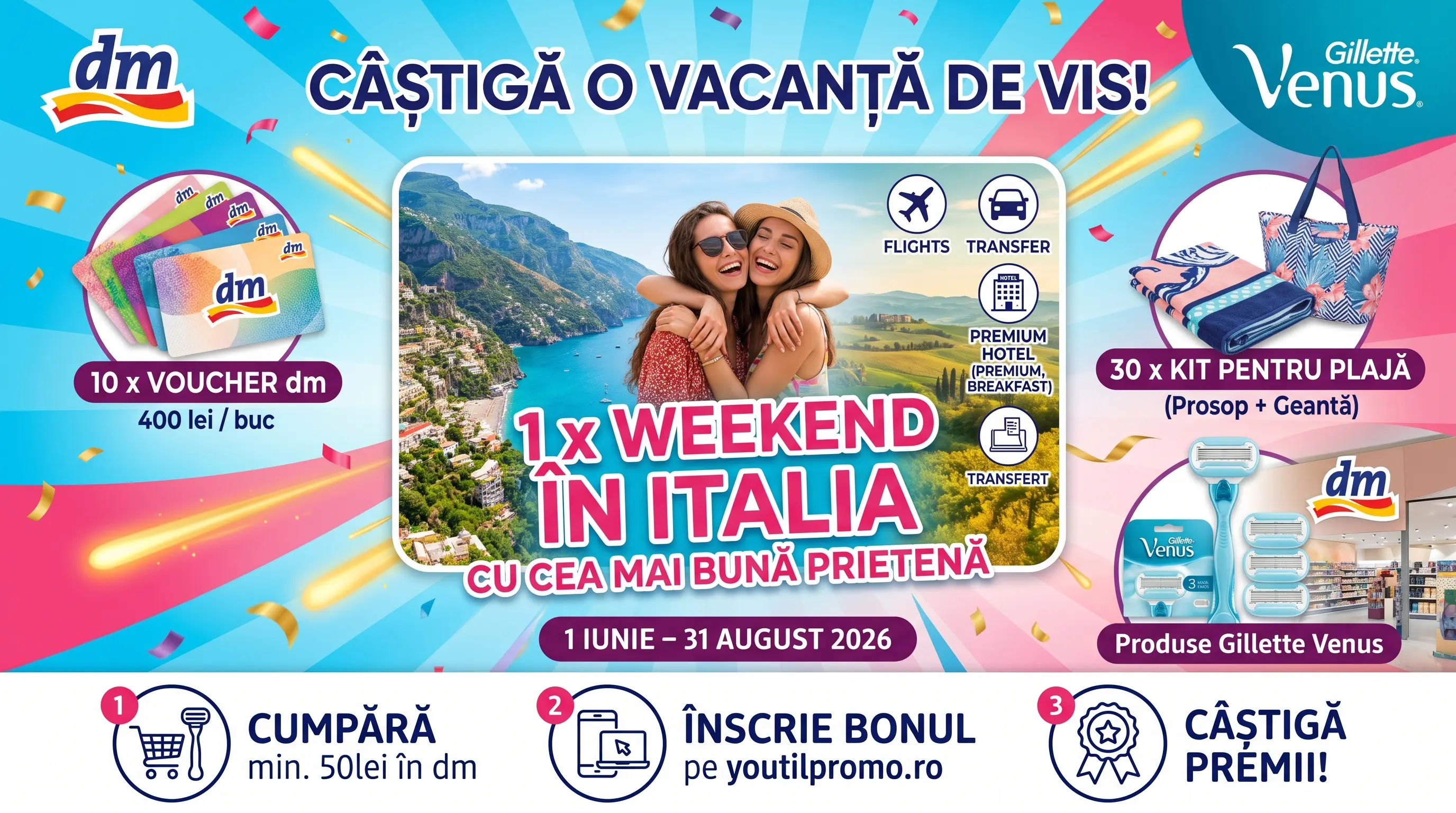 Concurs Concurs DM Gillette Venus: Câștigă Weekend în Italia! (până pe 31 Aug) - câștigă...