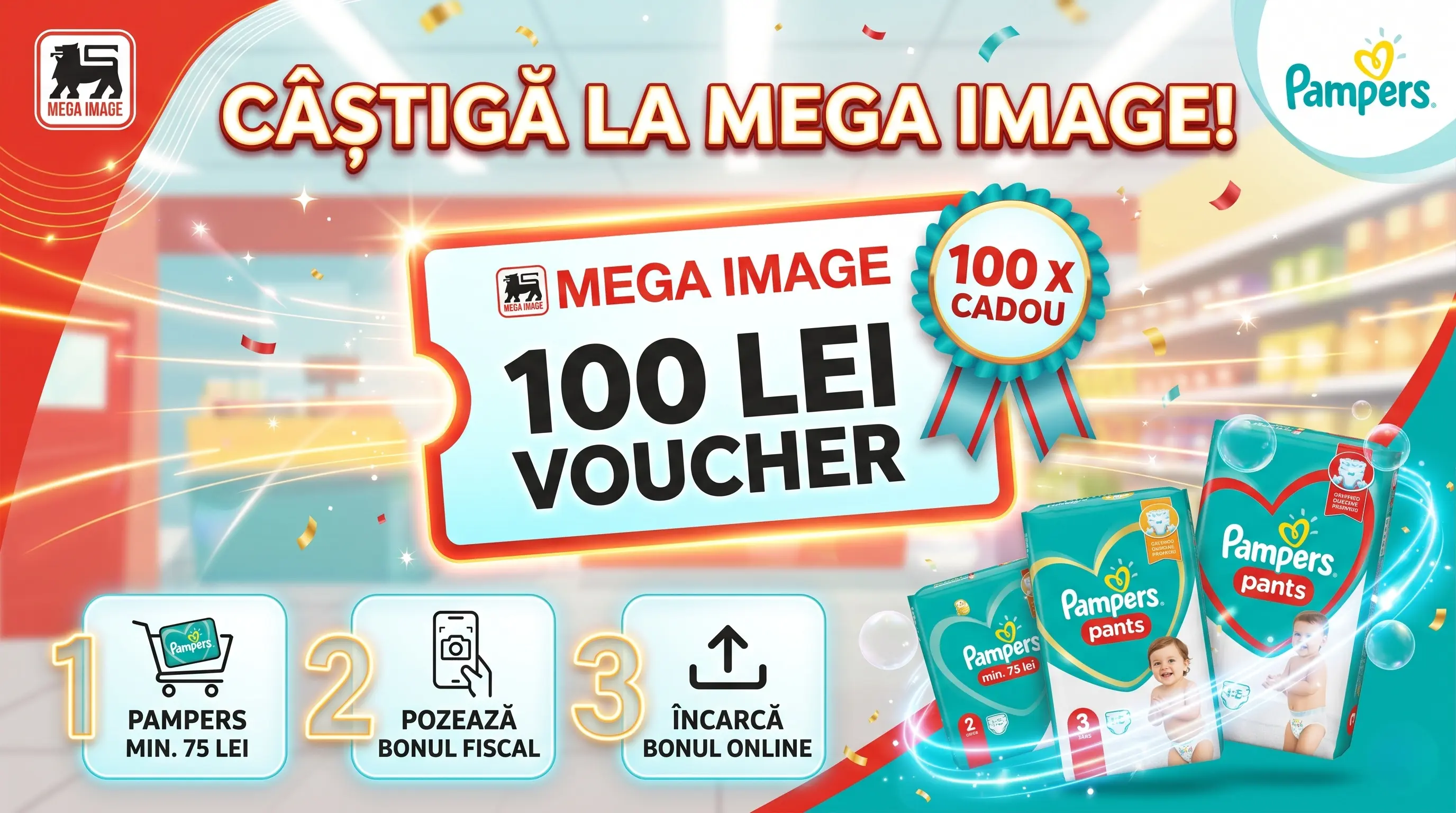 Concurs Pampers Mega Image: Cumpără și Câștigă Vouchere (până pe 30 Iun) - Concursier