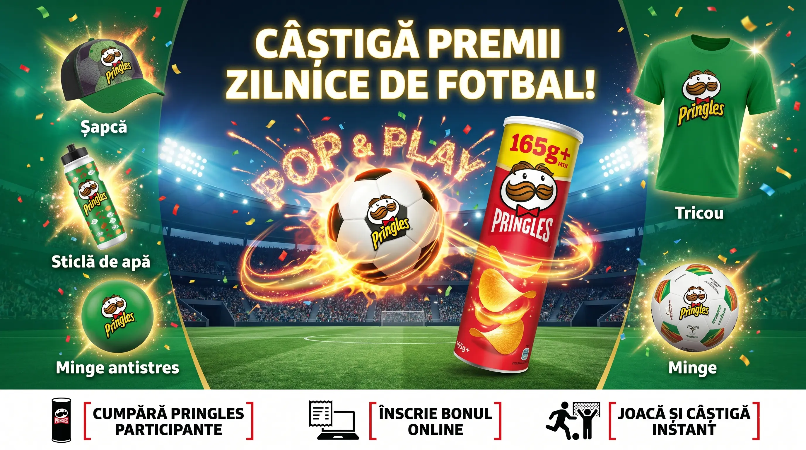 Concurs Pringles la toate magazinele: Câștigă Minge, Șapcă, Tricou (până pe 30 Iun) -...