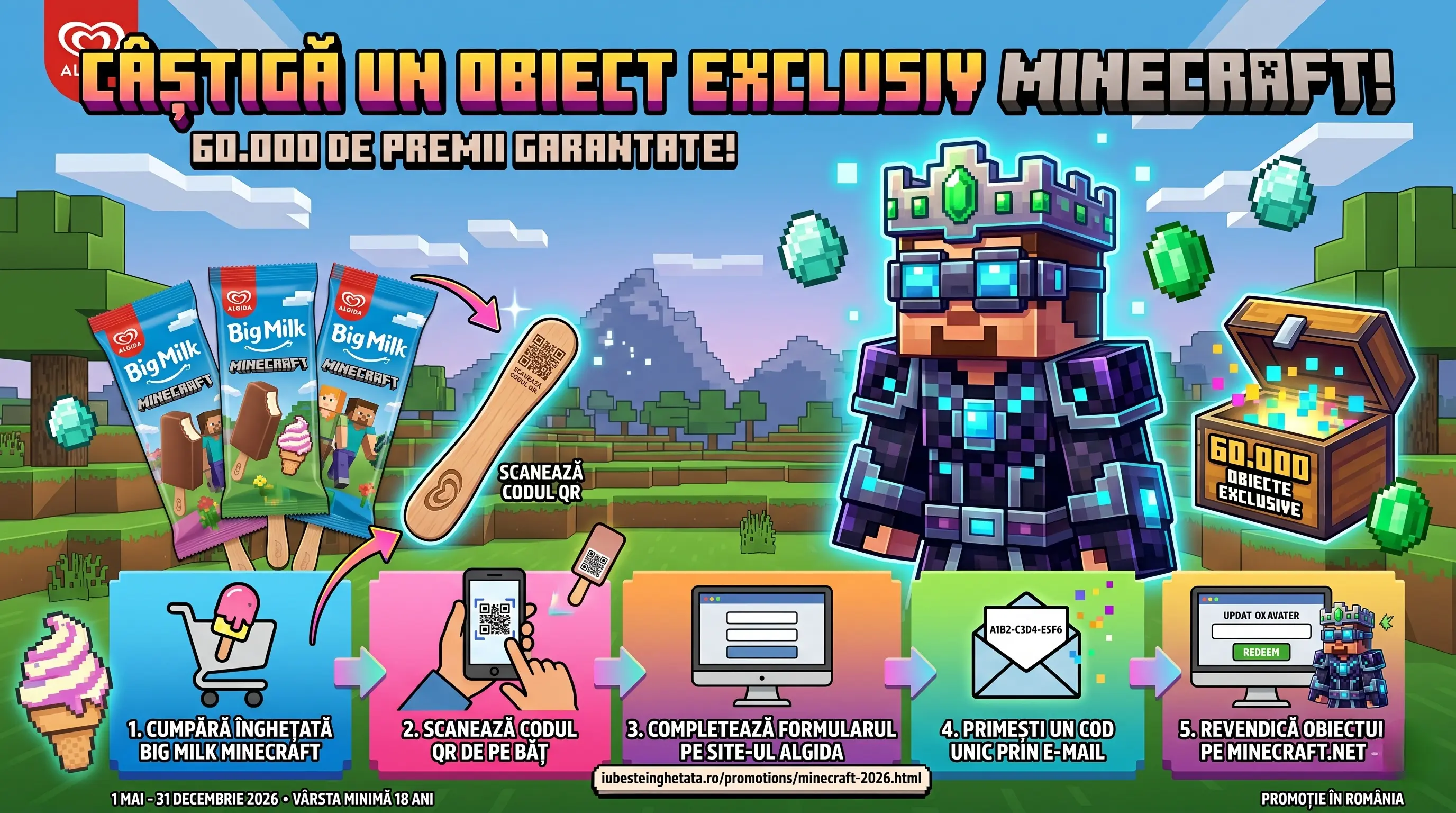 Concurs Concurs Big Milk Minecraft: Câștigă Obiecte Exclusive (până pe 31 Dec) - câștigă...