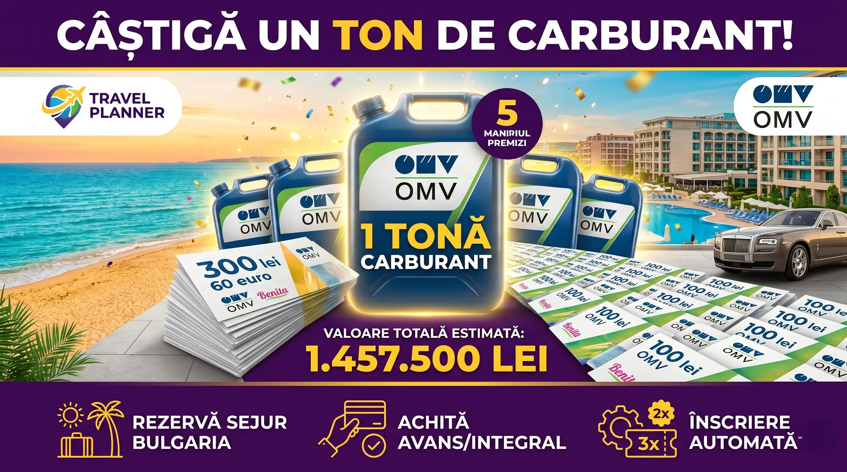 Concurs Travel Planner OMV: Câștigă 1 Tonă Carburant (până pe 28 Sep) - Concursier