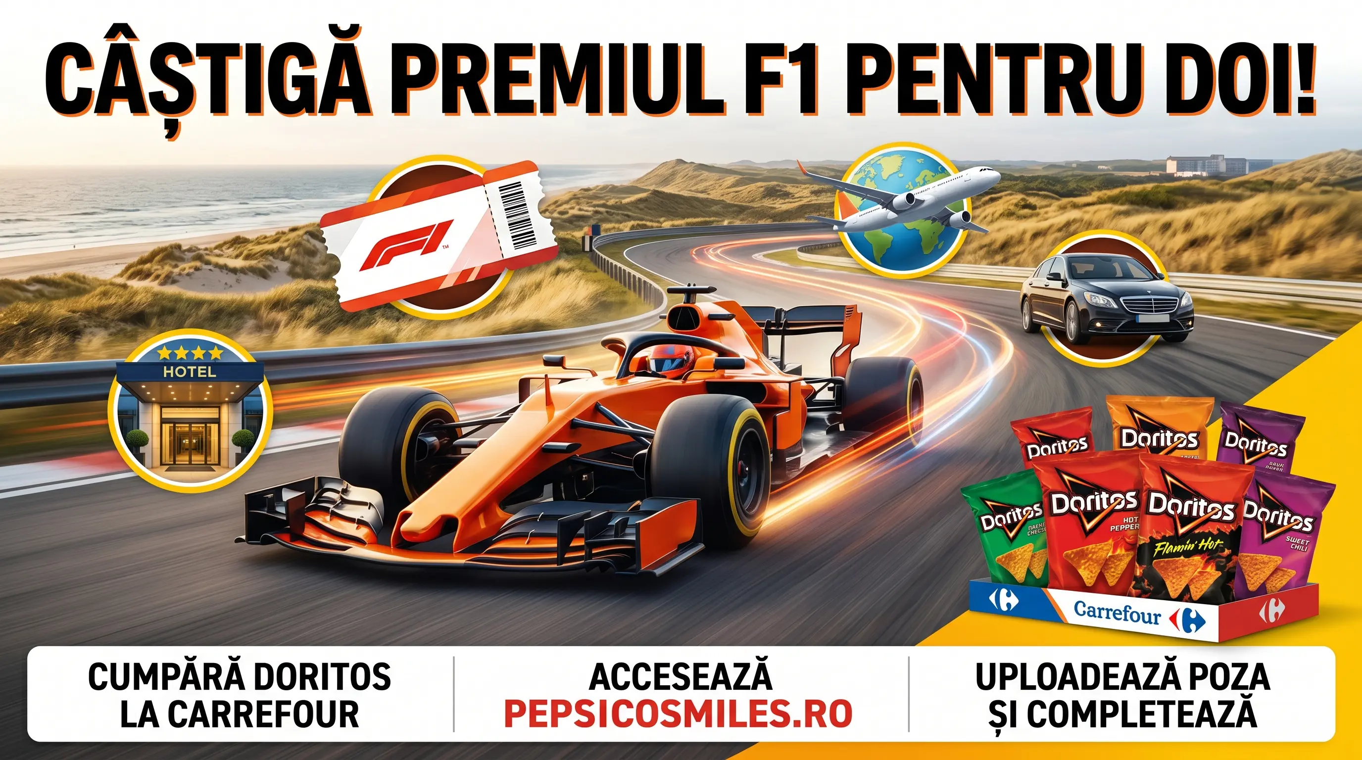 Concurs Concurs Doritos Carrefour: Câștigă o Cursă F1 în Olanda (până pe 16 Iun) - câștigă...