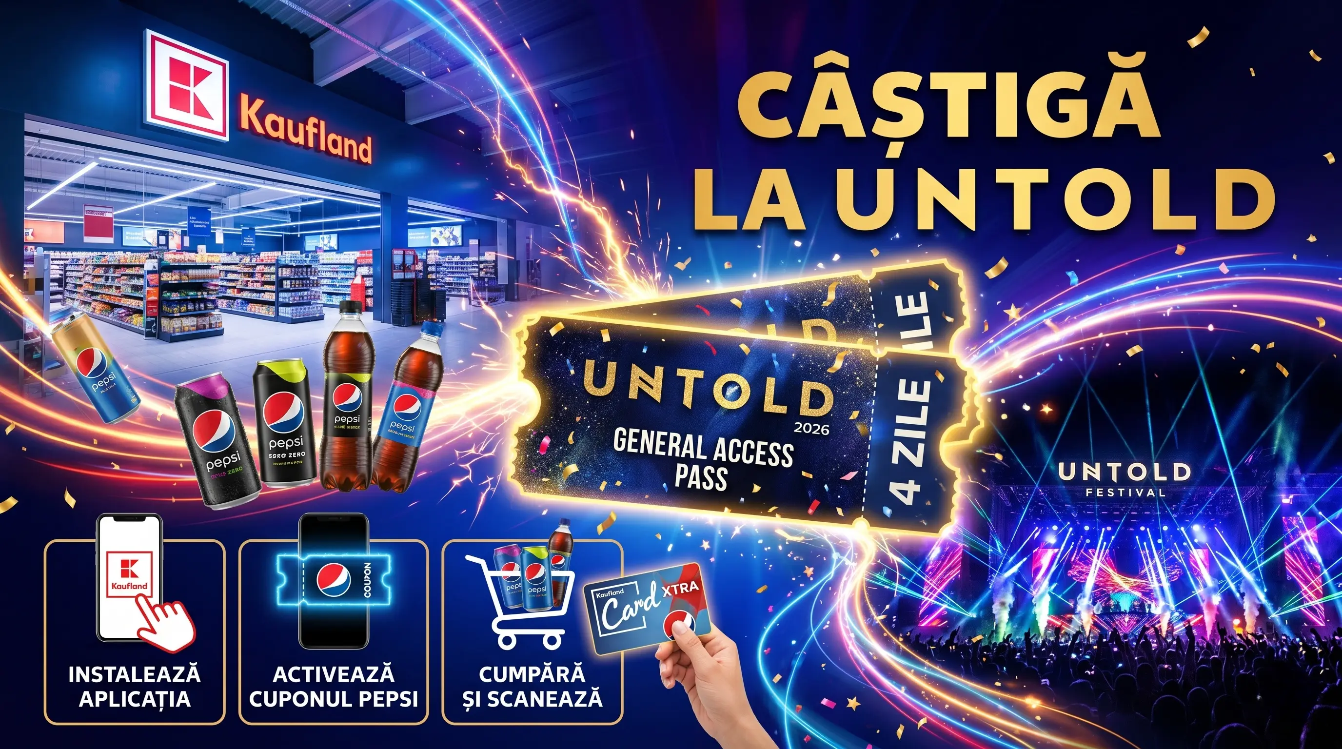 Concurs Concurs Pepsi la Kaufland Cluj-Napoca: Câștigă 2 Bilete UNTOLD (până pe 30 Iun) -...