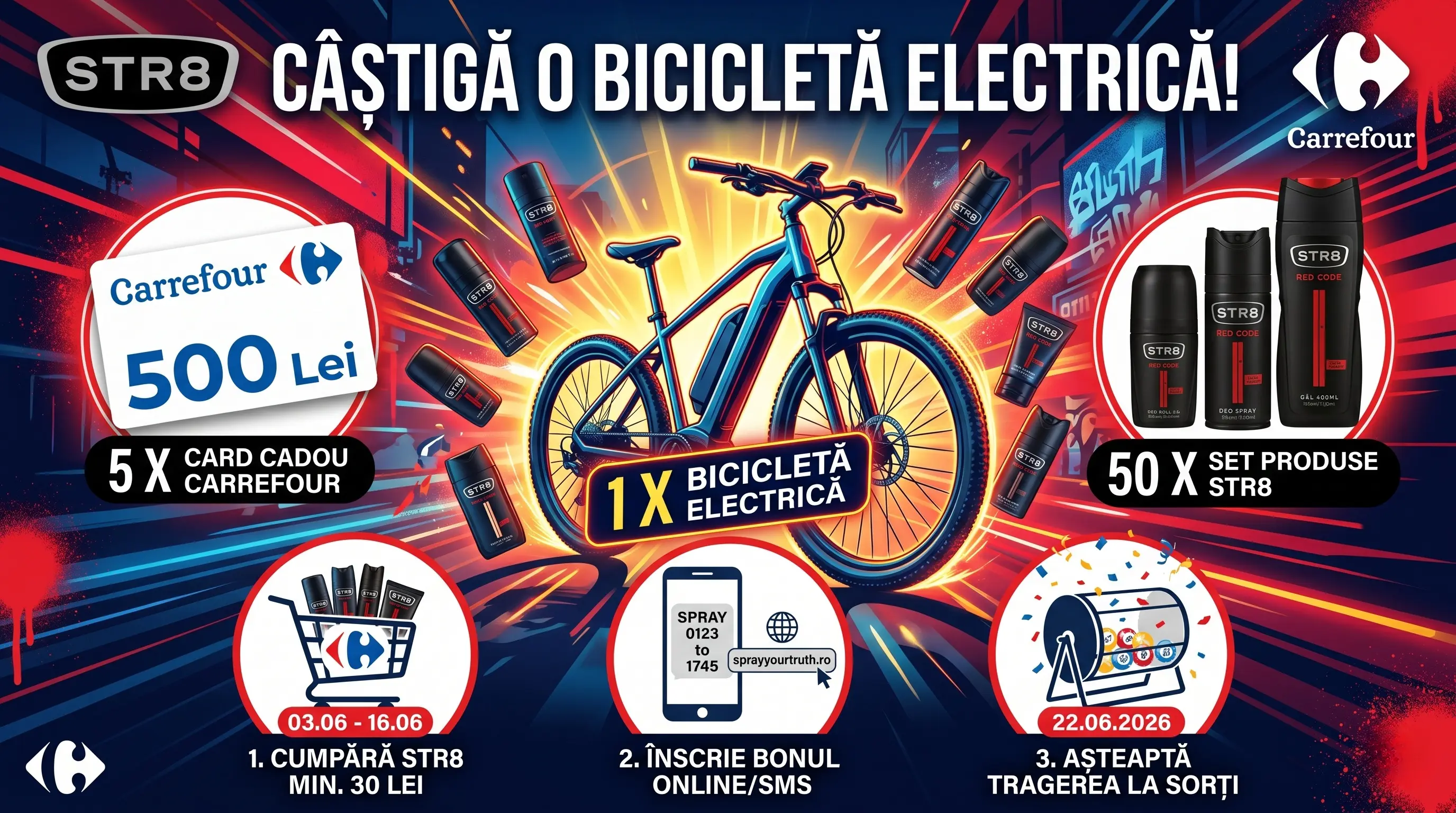 Concurs STR8 Carrefour: Cumpără și Câștigă Bicicletă Electrică (până pe 16 Iun) - Concursier