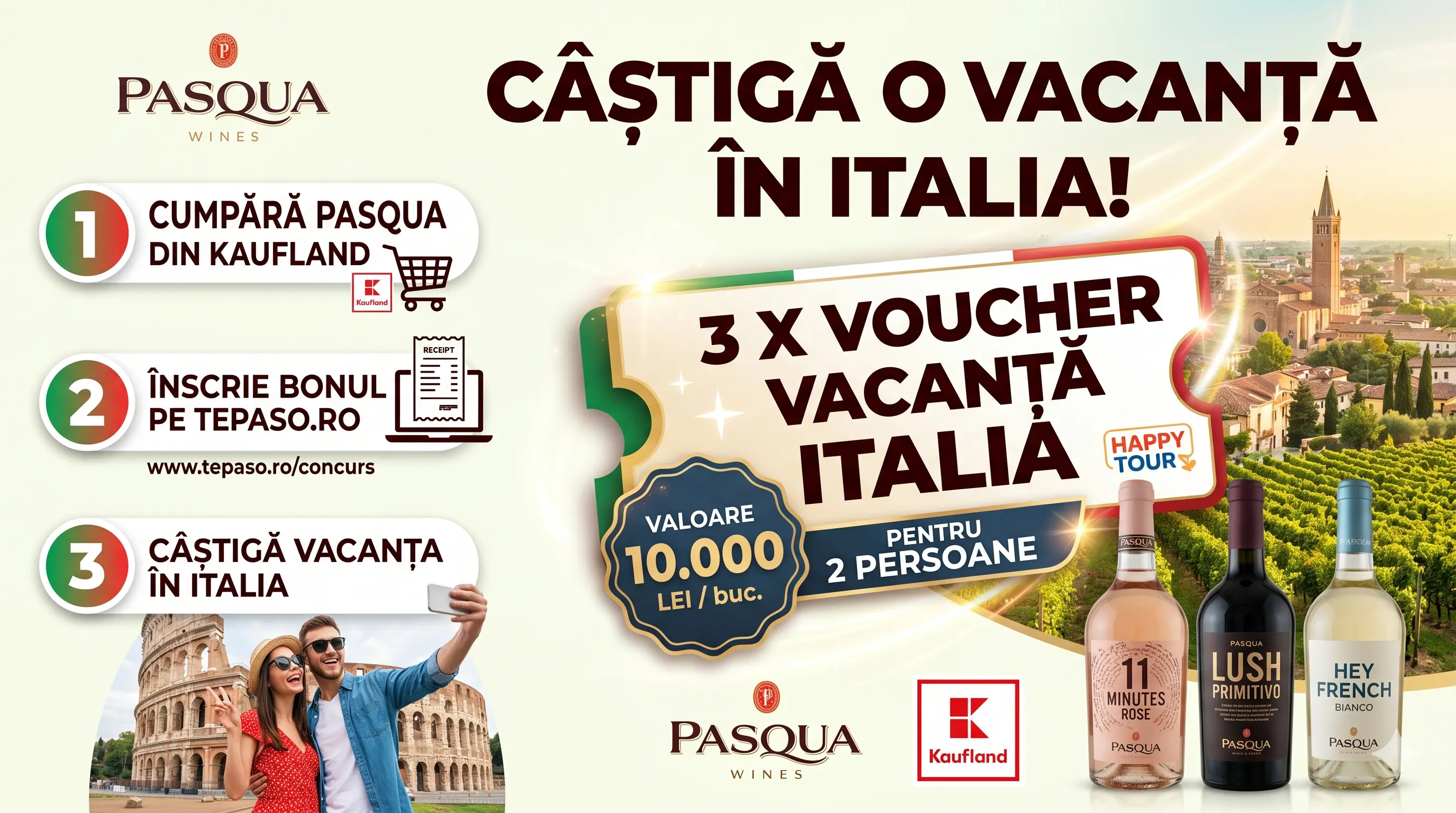 Concurs Pasqua la Kaufland: Câștigă 3 Vouchere Vacanță Italia (până pe 31 Dec) - Concursier