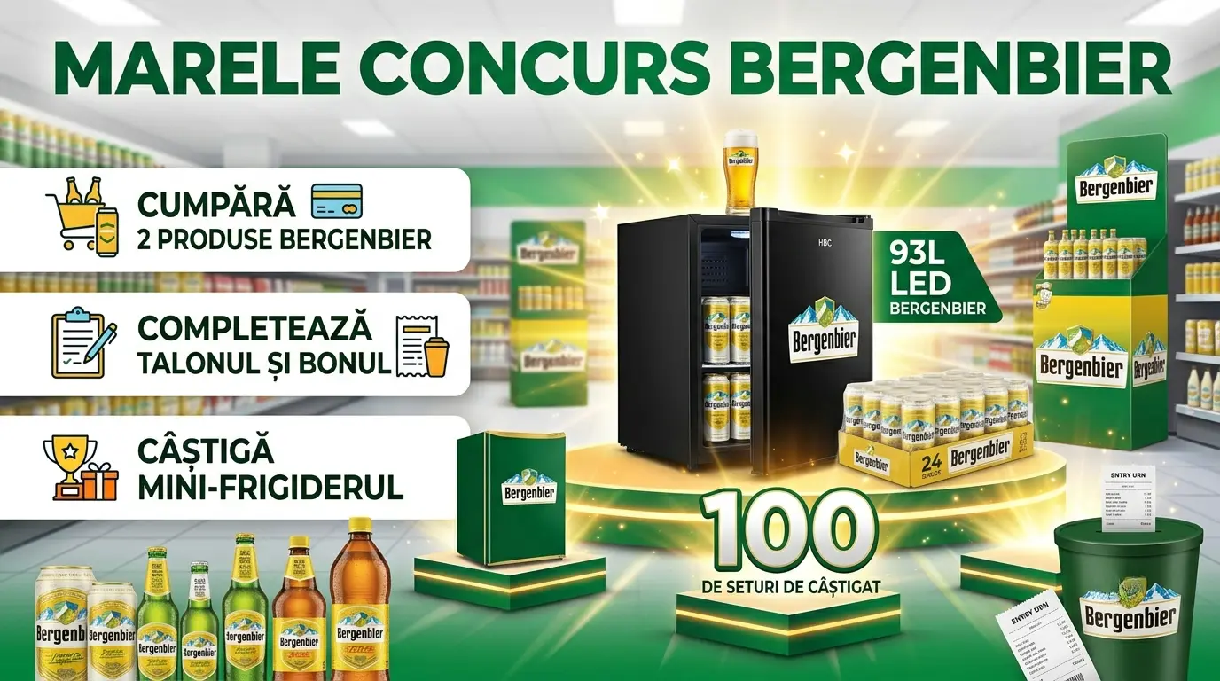 Concurs Bergenbier: Cumpără 2 produse și câștigă un mini-frigider (până pe 31 august) -...