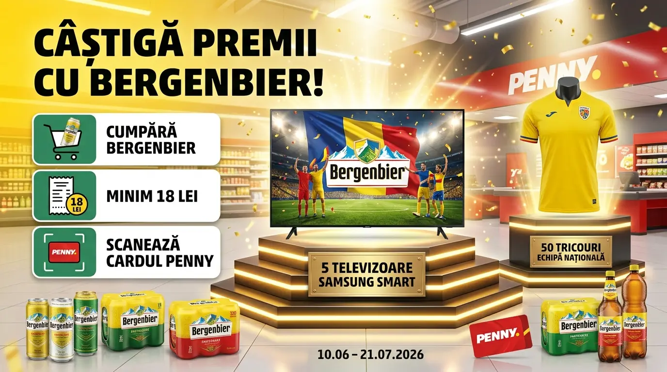 Concurs PENNY: Cumpără Bergenbier și câștigă televizor Samsung (până pe 21 iulie) - Concursier