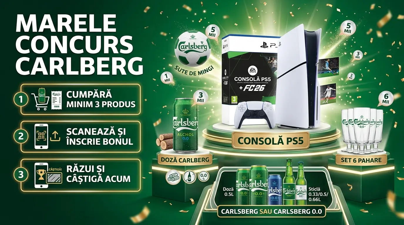 Concurs Carlsberg: Cumpără și câștigă PS5 sau premii instant (până pe 31 iulie) - Concursier