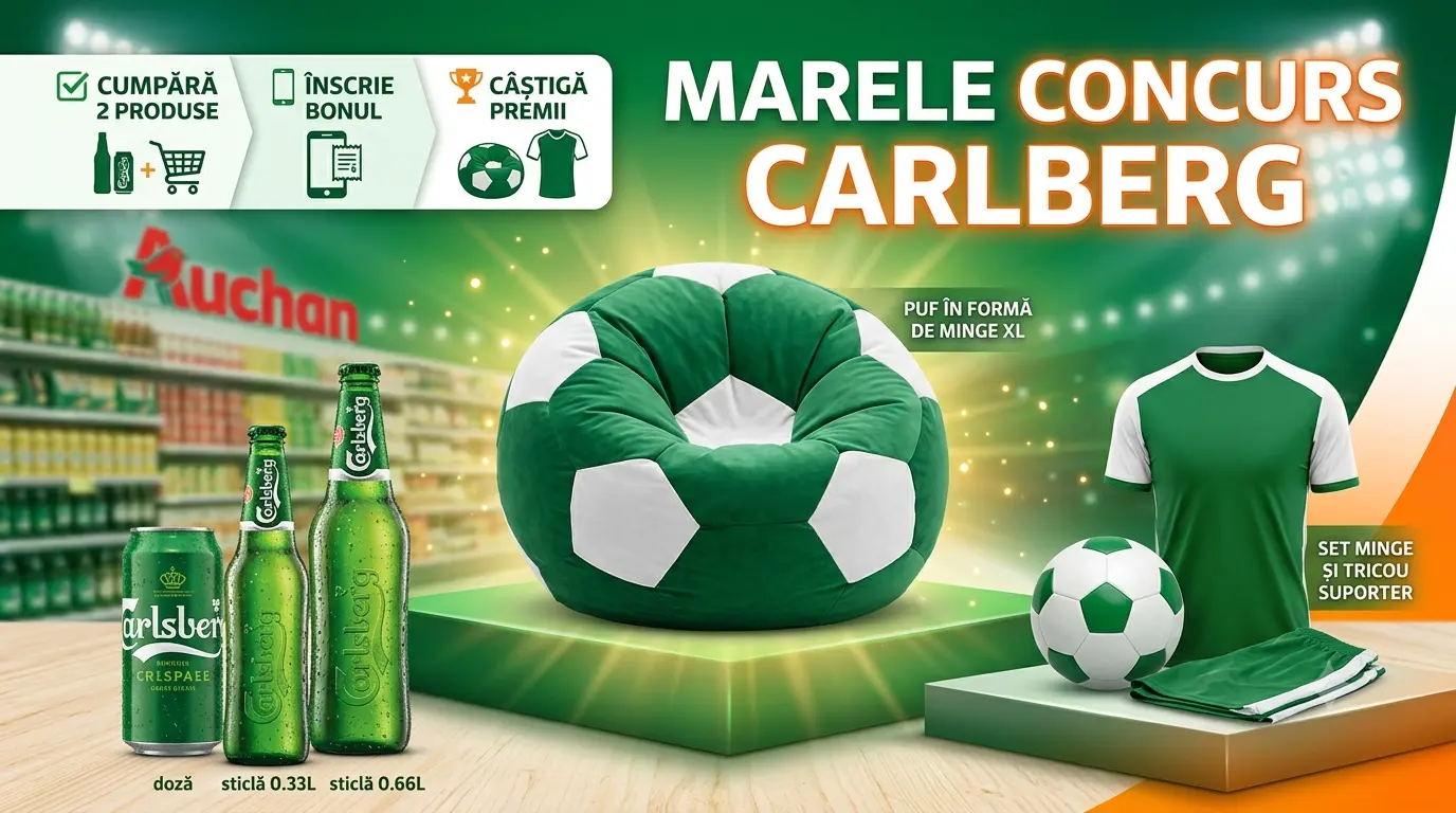 Concurs Concurs Auchan: Cumpără Carlsberg și câștigă premii exclusive (până pe 14 iulie) -...