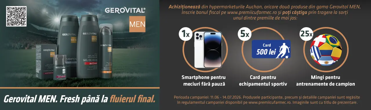 Concurs Concurs Auchan: Cumpără 2 produse Gerovital Men și câștigă un smartphone (până pe...