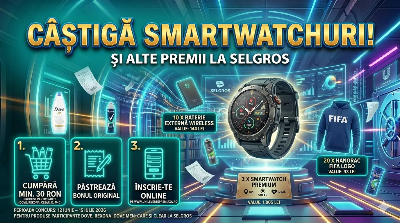 Concurs Concurs Selgros - Cumpără Dove, Rexona sau Clear și câștigă Smartwatchuri - câștigă...