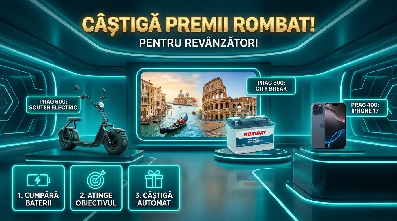 Concurs ROMBAT: Achiziționează baterii și câștigă vacanță la Veneția/Roma (până pe 15...