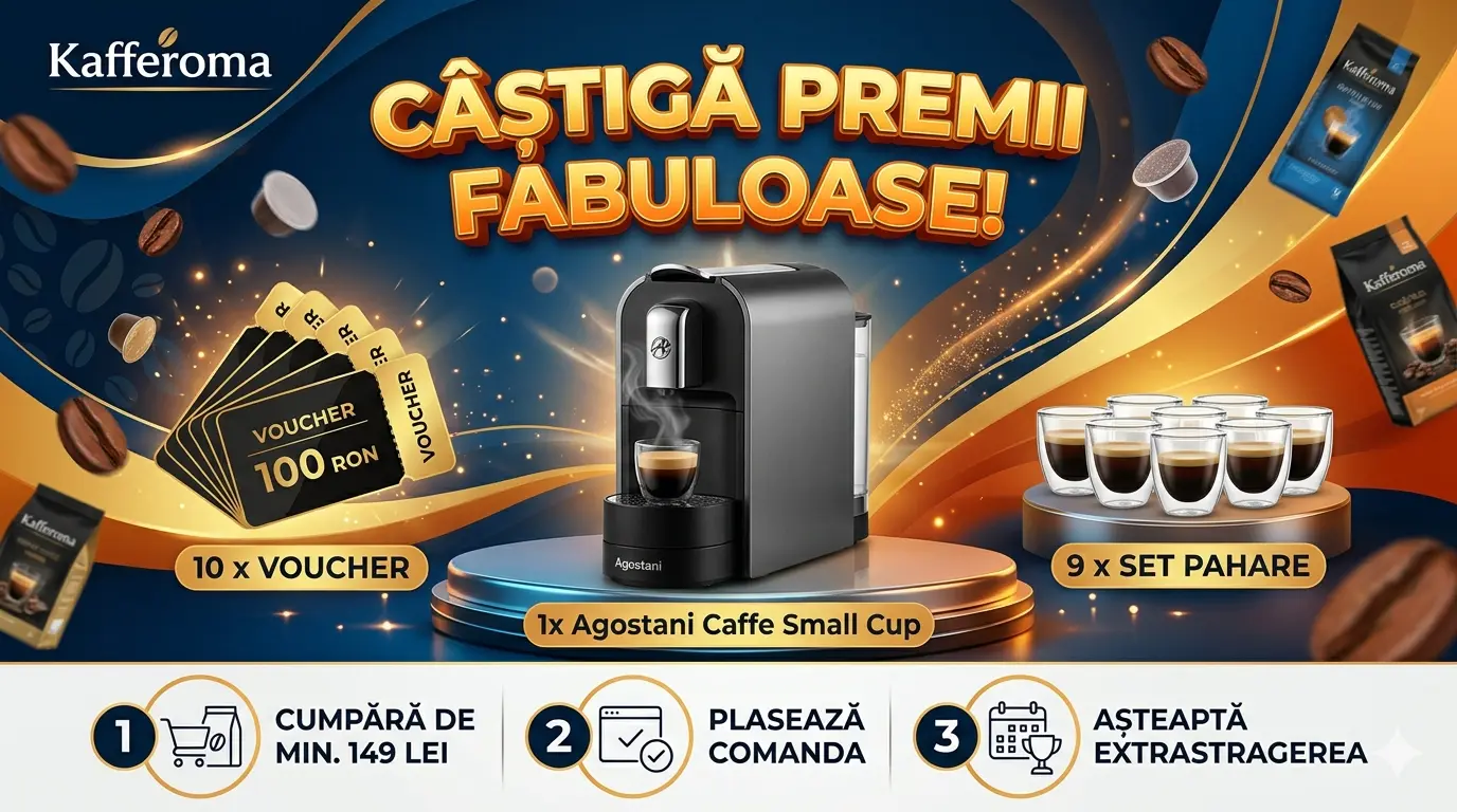 Concurs Concurs Kafferoma: Cumpără și câștigă un aparat de cafea Agostani (până pe 22...