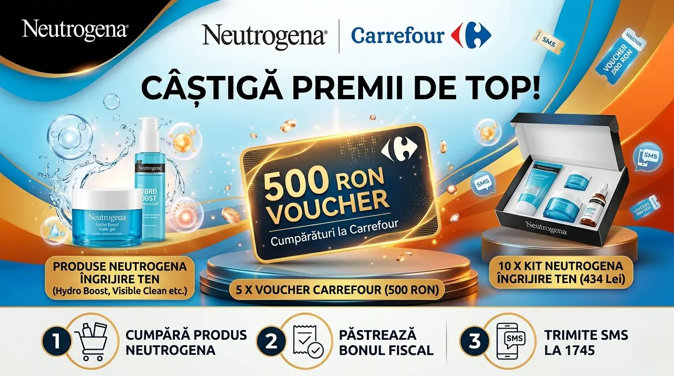 Concurs Carrefour: Vouchere de 500 lei și kituri Neutrogena - Concursier