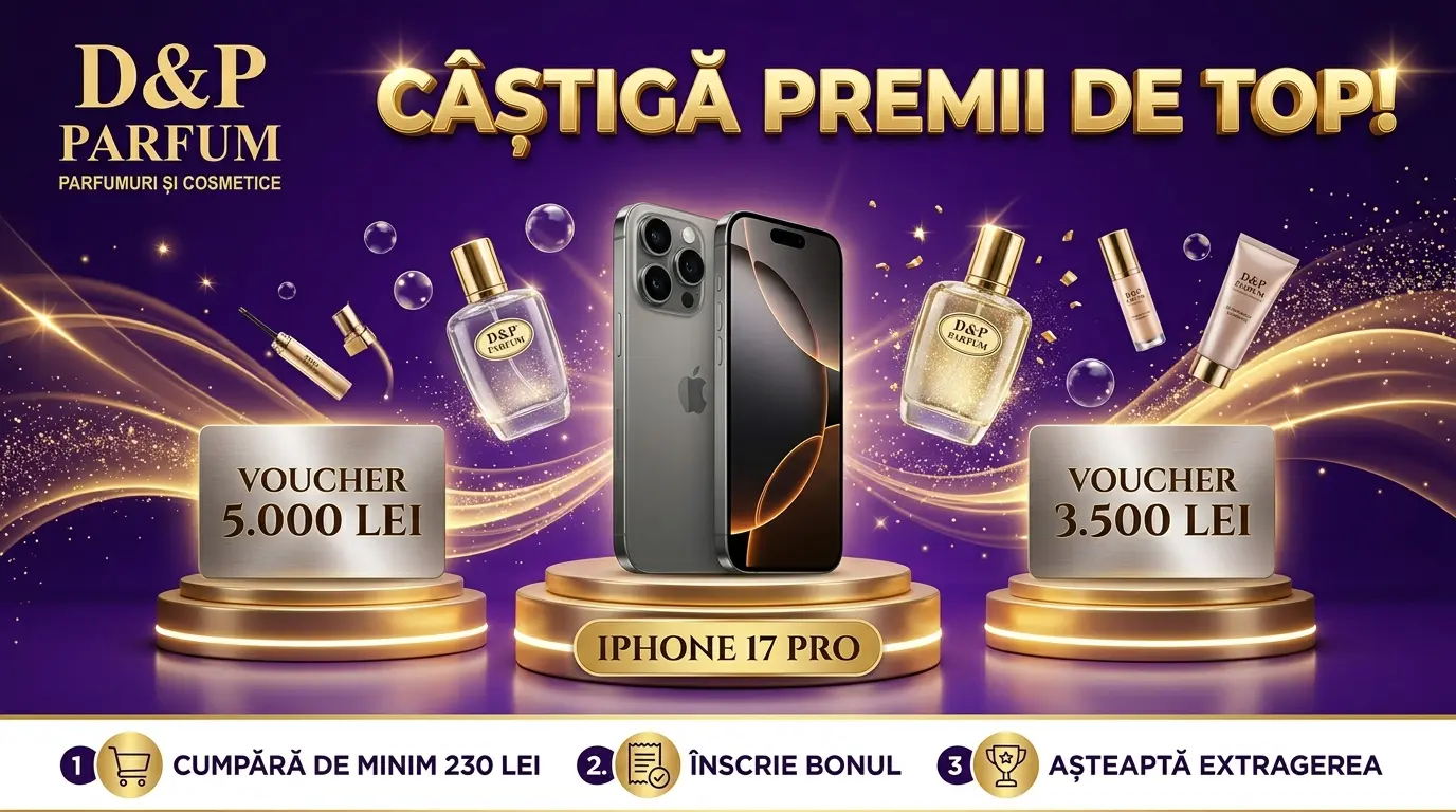 Concurs Concurs D&P Parfum - Cumpără și câștigă iPhone 17 Pro (până pe 15 iulie) - câștigă...
