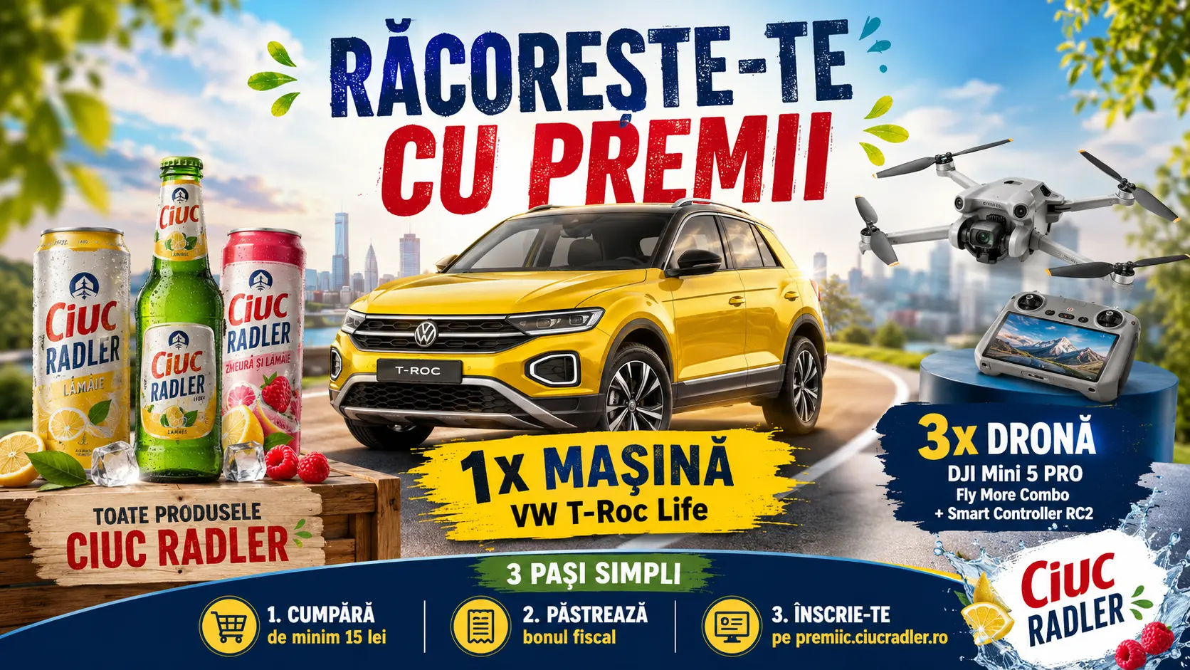 Concurs Ciuc Radler: Cumpără și câștigă Mașină VW T-Roc (până pe 30 august) - Concursier
