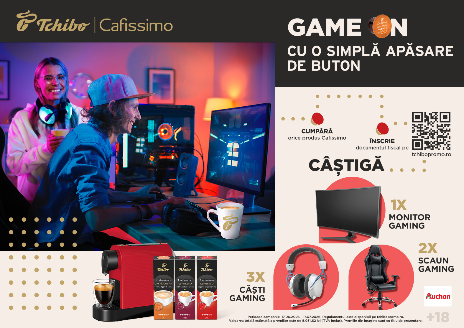 Concurs Auchan: Cumpără Tchibo Cafissimo și câștigă un Monitor Gaming LG (până pe 17 iulie)...