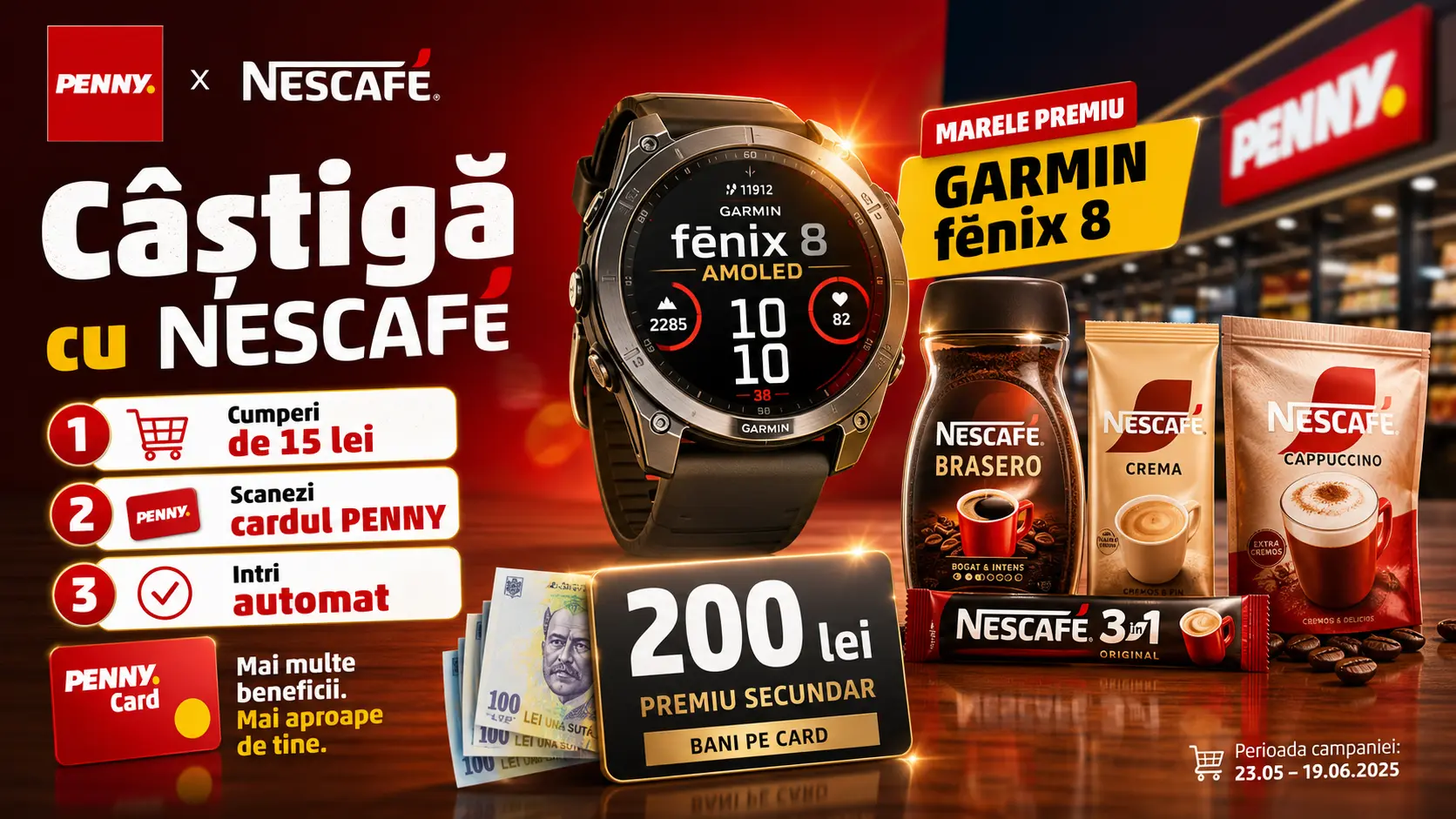 Concurs PENNY - Cumpără NESCAFE și câștigă Smartwatch Garmin sau bani (până pe 14 iulie) -...