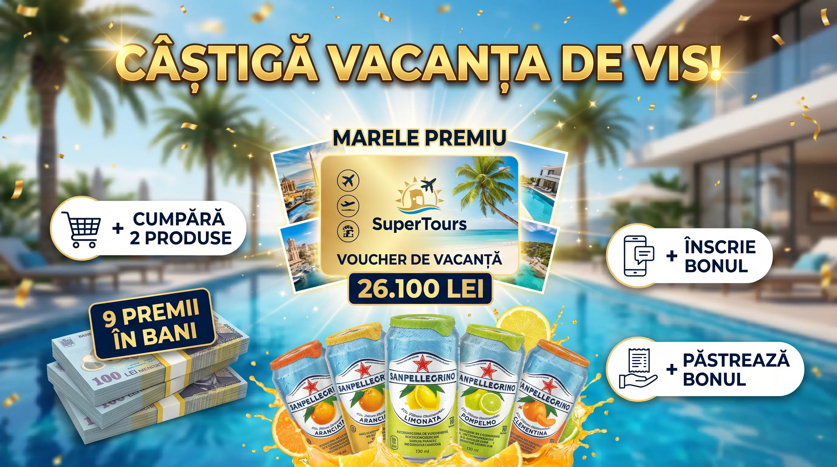 Concurs San Pellegrino - Cumpără și câștigă vacanță de 26.100 lei (până pe 30 August) -...