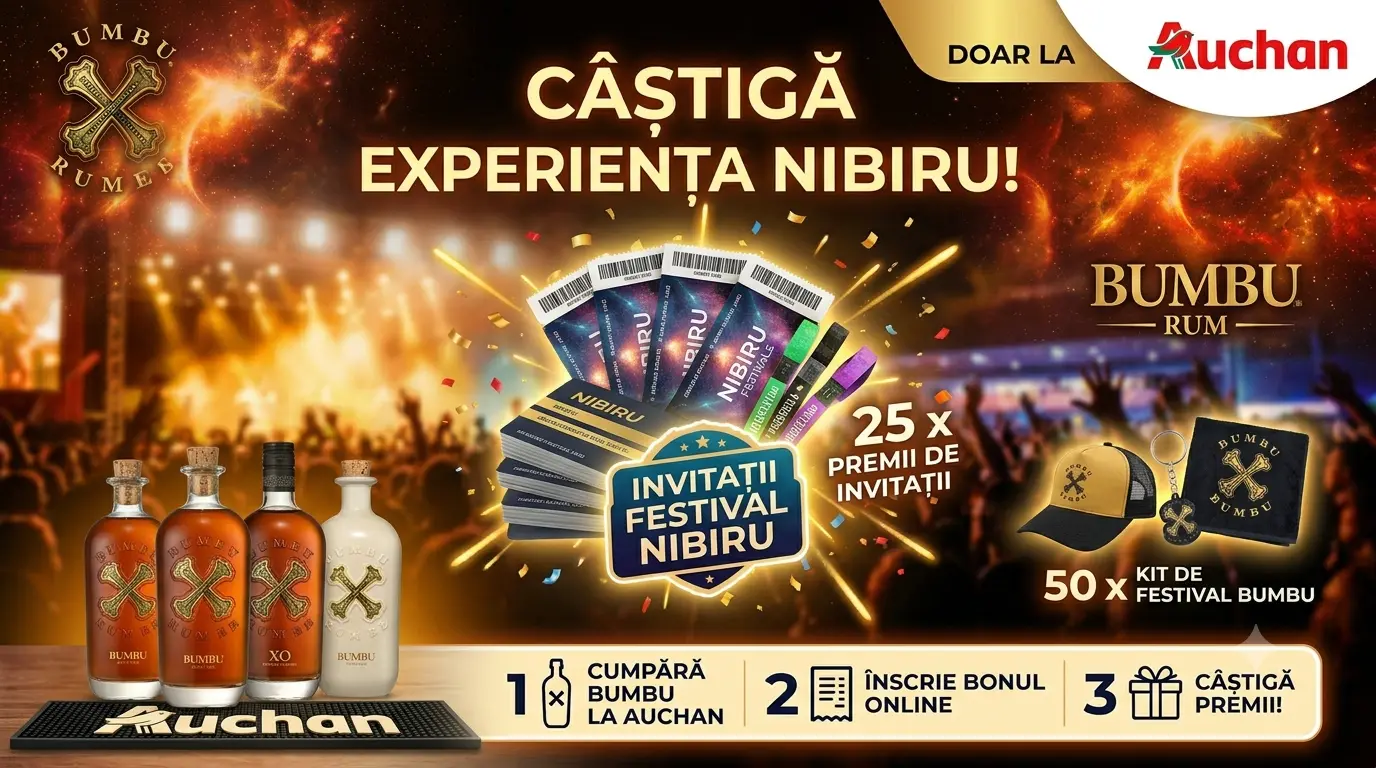 Concurs Auchan: Cumpără Bumbu Rum și câștigă invitații NIBIRU (până pe 16 august) - Concursier