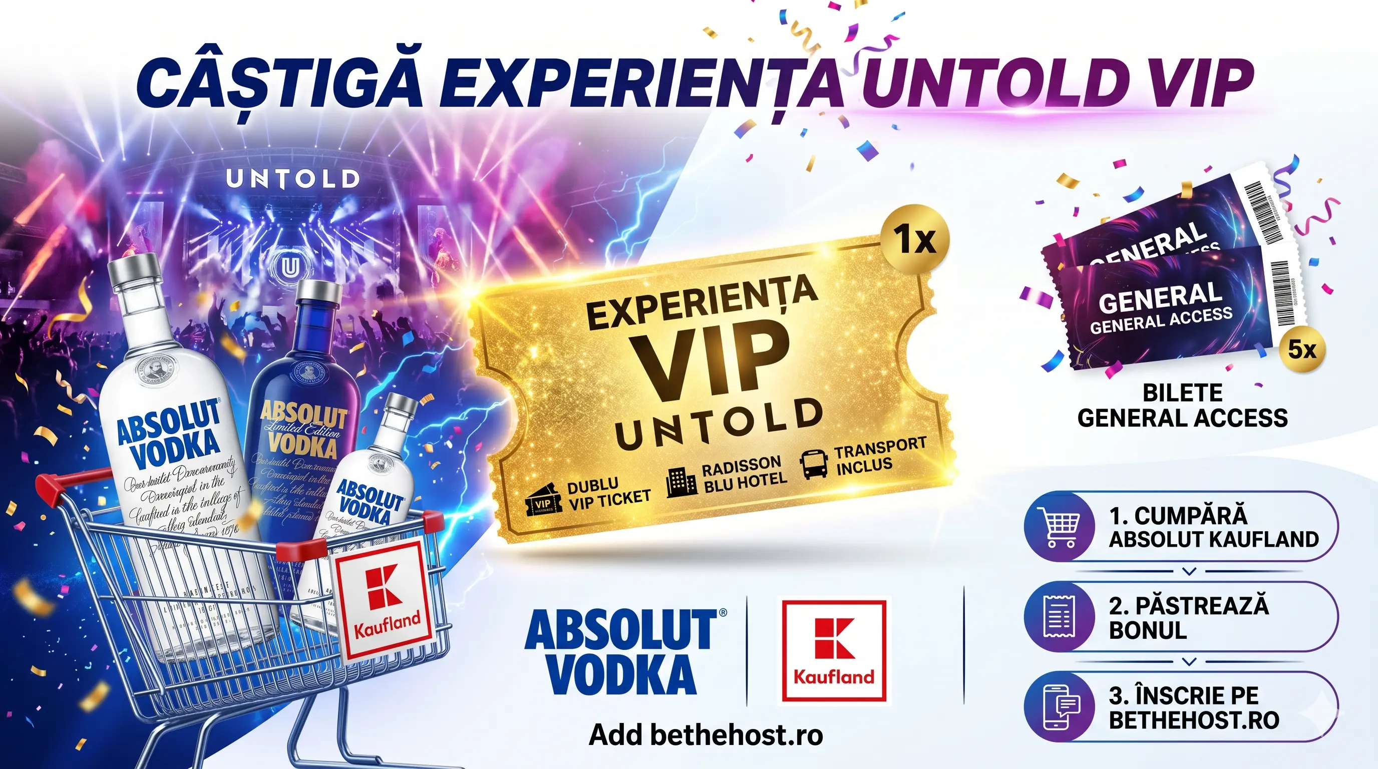Concurs Kaufland: Cumpără Absolut Vodka și câștigă Experiență VIP la Untold - Concursier