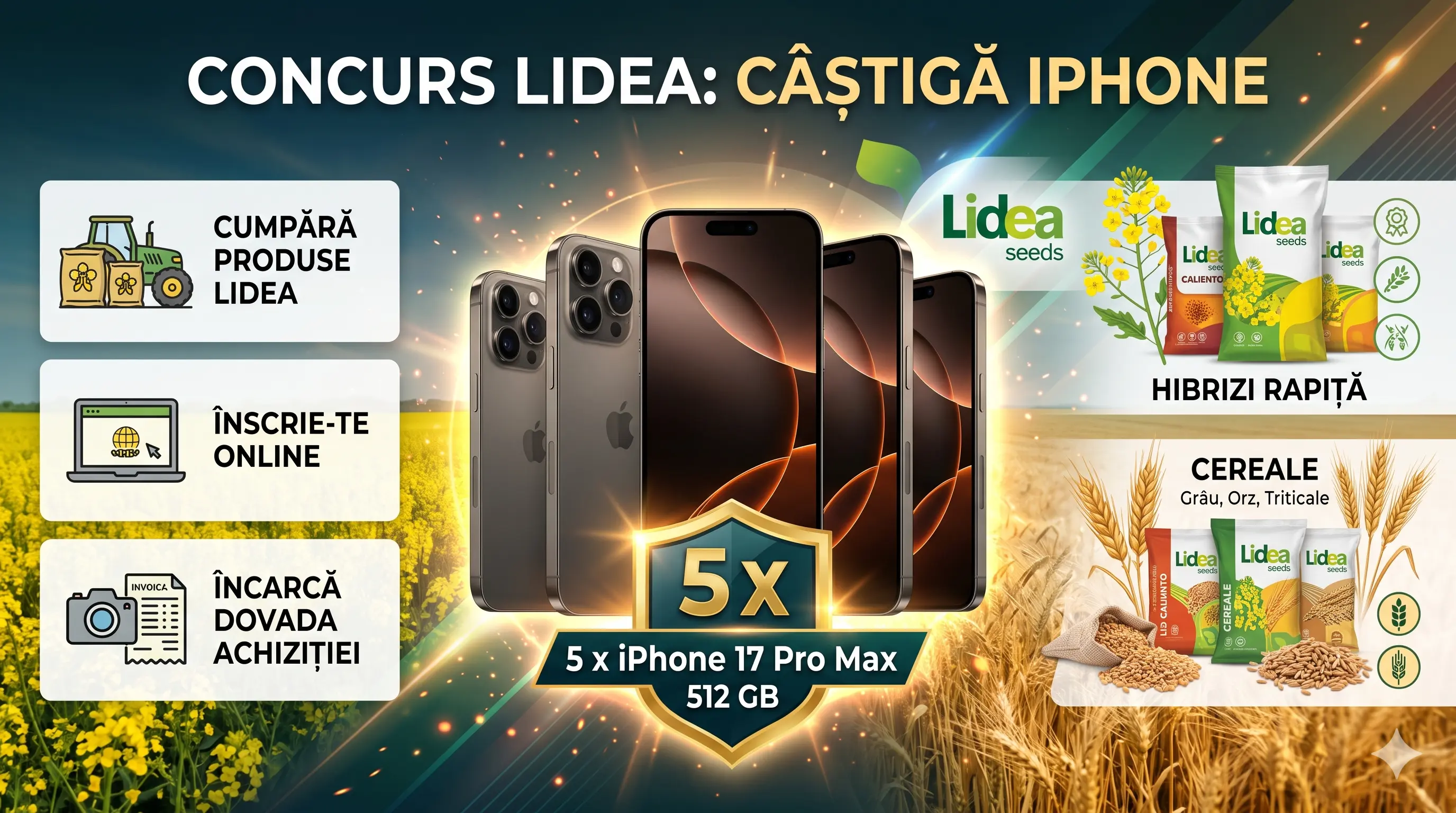 Concurs Lidea: Cumpără semințe și câștigă iPhone 17 Pro Max (până pe 30 septembrie) -...