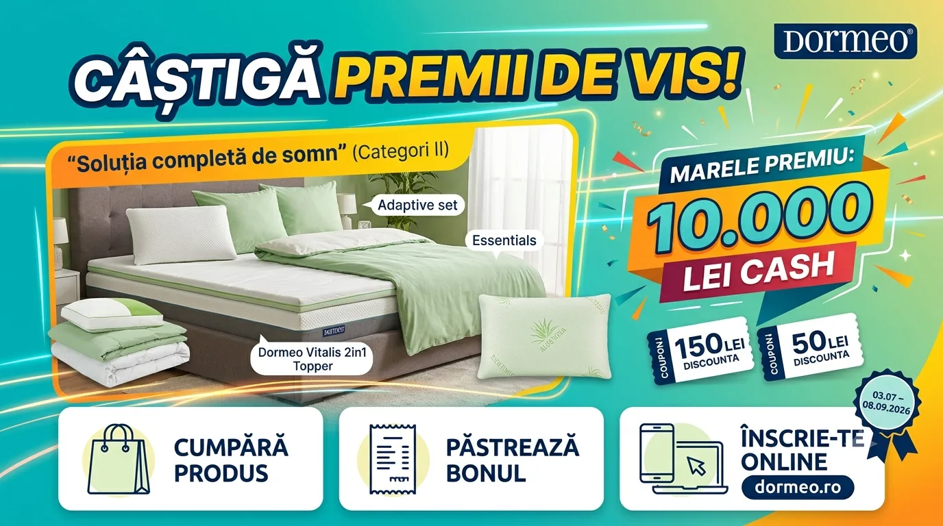 Concurs Dormeo Home: Cumpără și câștigă 10.000 lei (până pe 8 septembrie) - Concursier