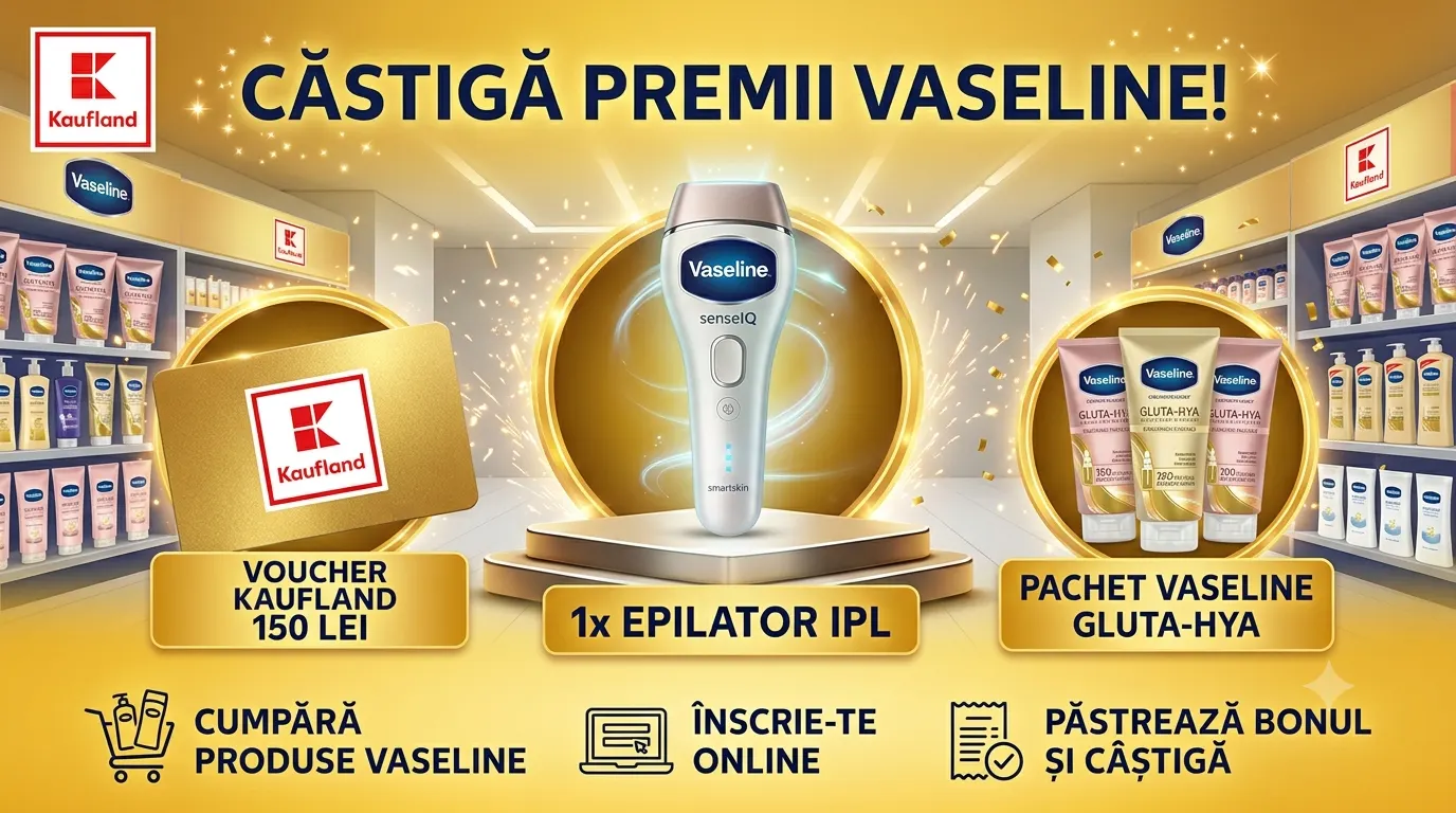 Concurs Concurs Kaufland: Cumpără produse Vaseline și câștigă un epilator IPL (până pe 14...