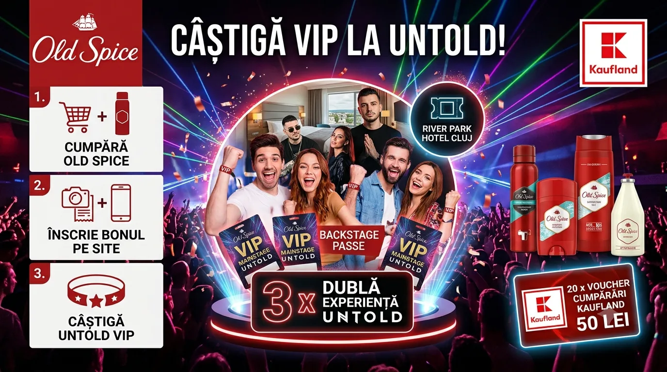 Concurs Concurs Kaufland: Cumpără Old Spice și câștigă experiență VIP la Untold (până pe 21...