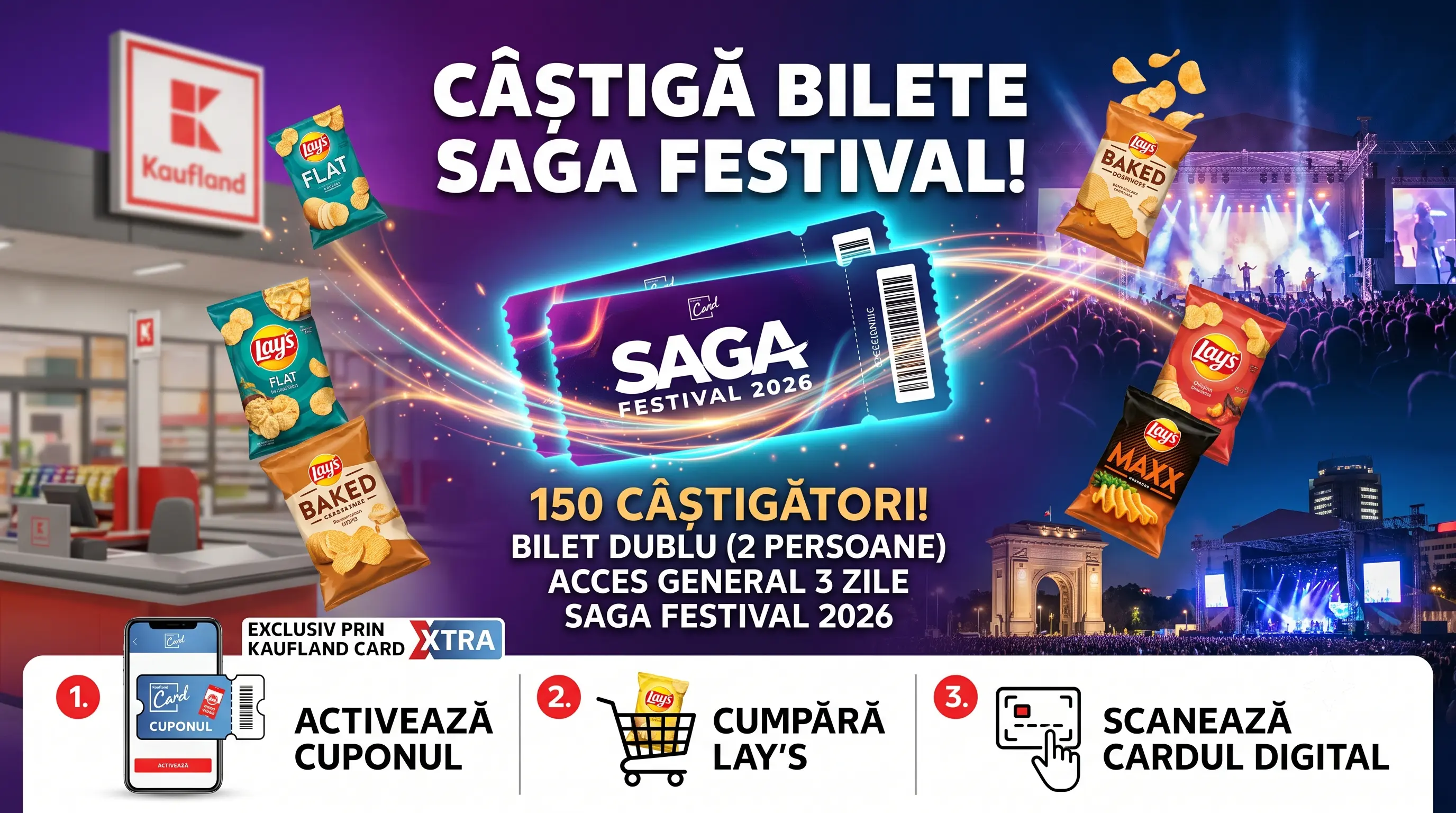 Concurs Kaufland: Cumpără Lay's și câștigă bilete SAGA Festival (până pe 4 august) - Concursier
