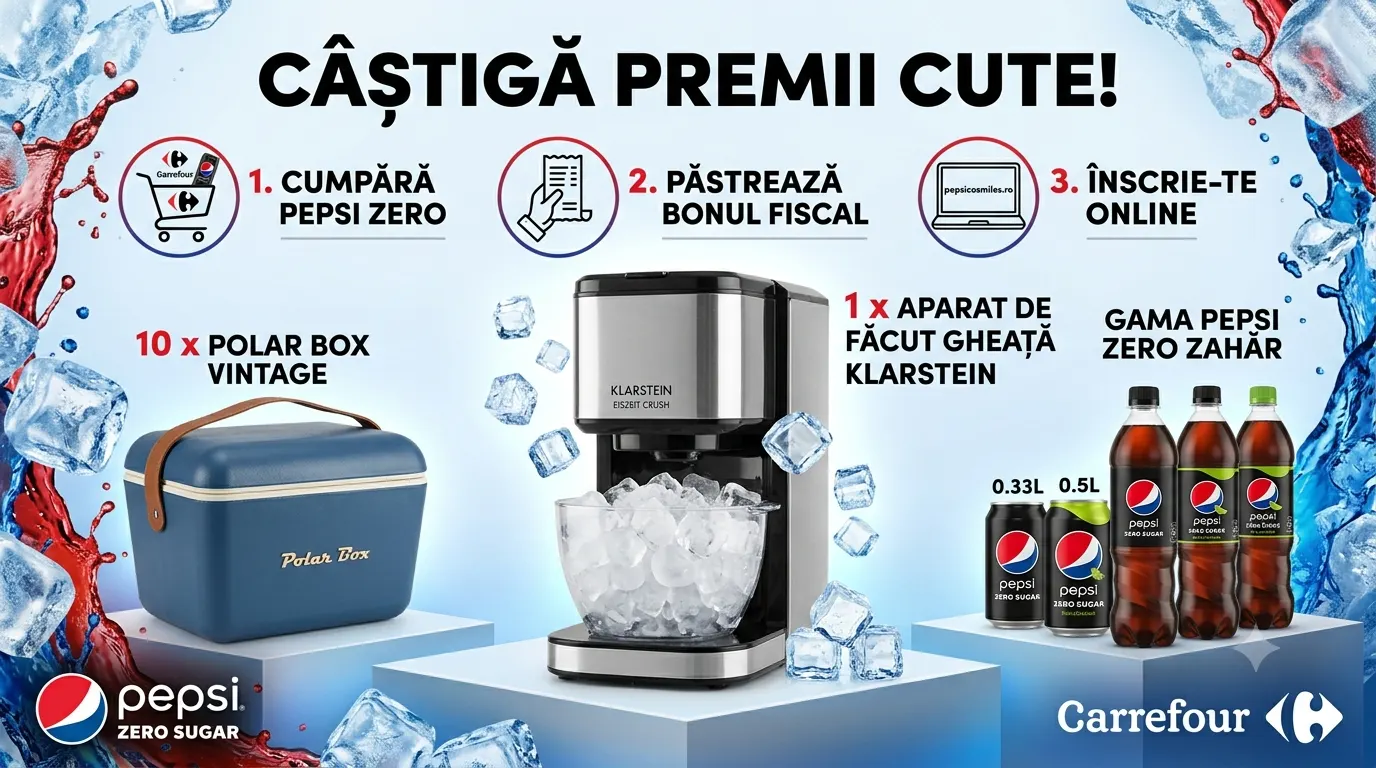 Concurs Concurs Carrefour - Cumpără Pepsi Zero Zahar și câștigă un aparat de făcut gheață...